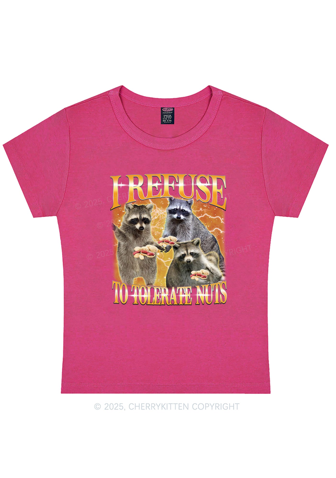 Retro Raccoon Nuts Y2K Baby Tee Cherrykitten
