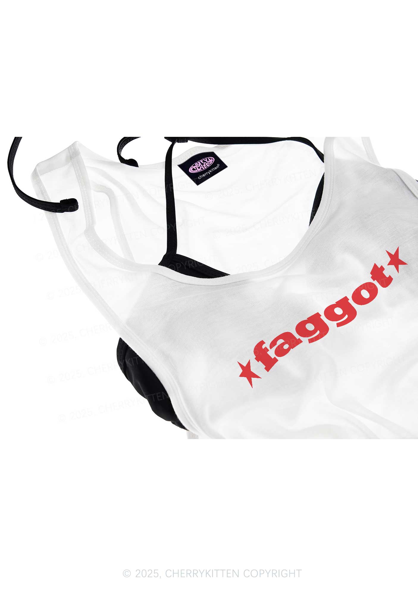 Red Faggot Pride Y2K Sheer Boyfriend Tank Cherrykitten