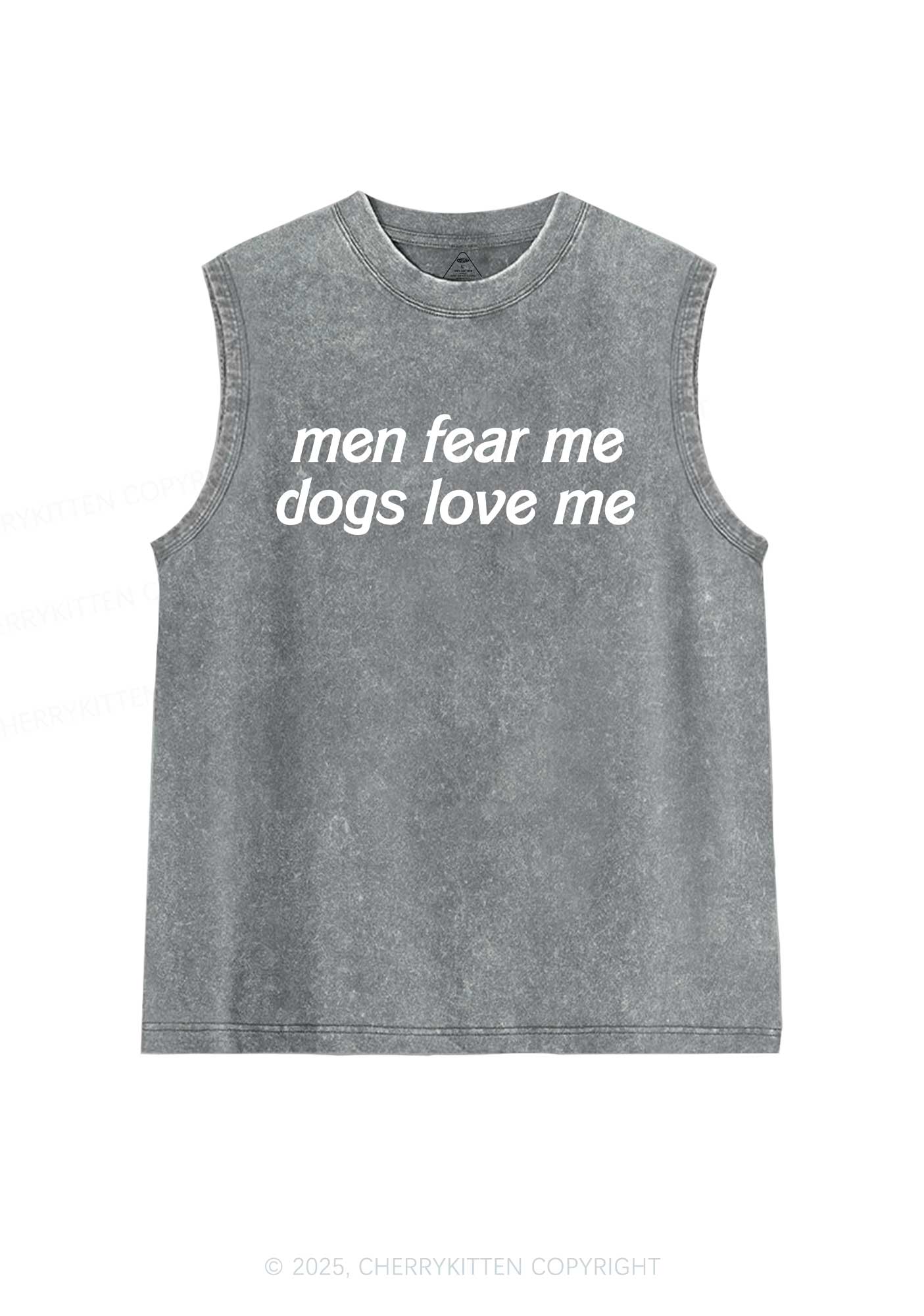 Men Fear Me Y2K Washed Muscle Tank Cherrykitten