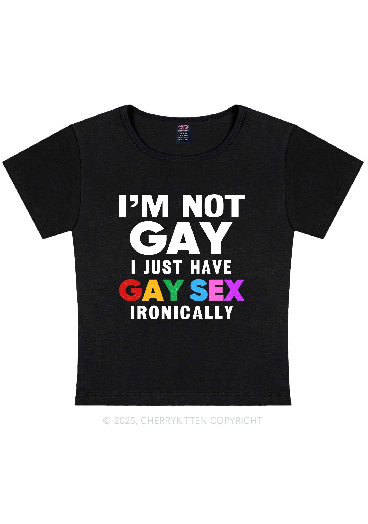Gay Sx Ironically Pride Y2K Baby Tee Cherrykitten