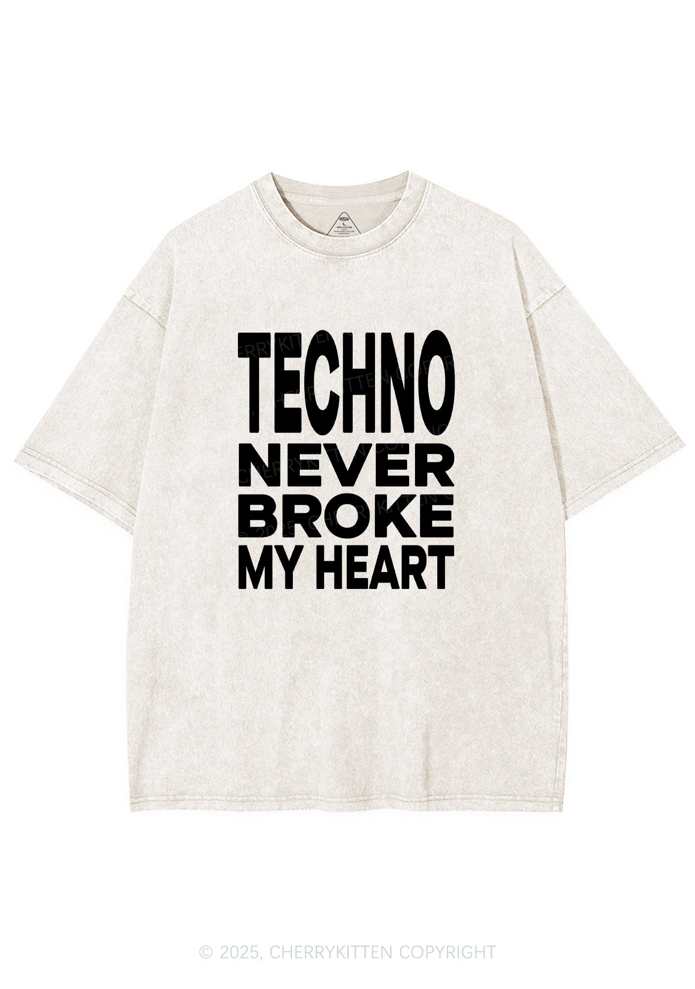 Techno Heart Y2K Shirts Washed Tee Cherrykitten