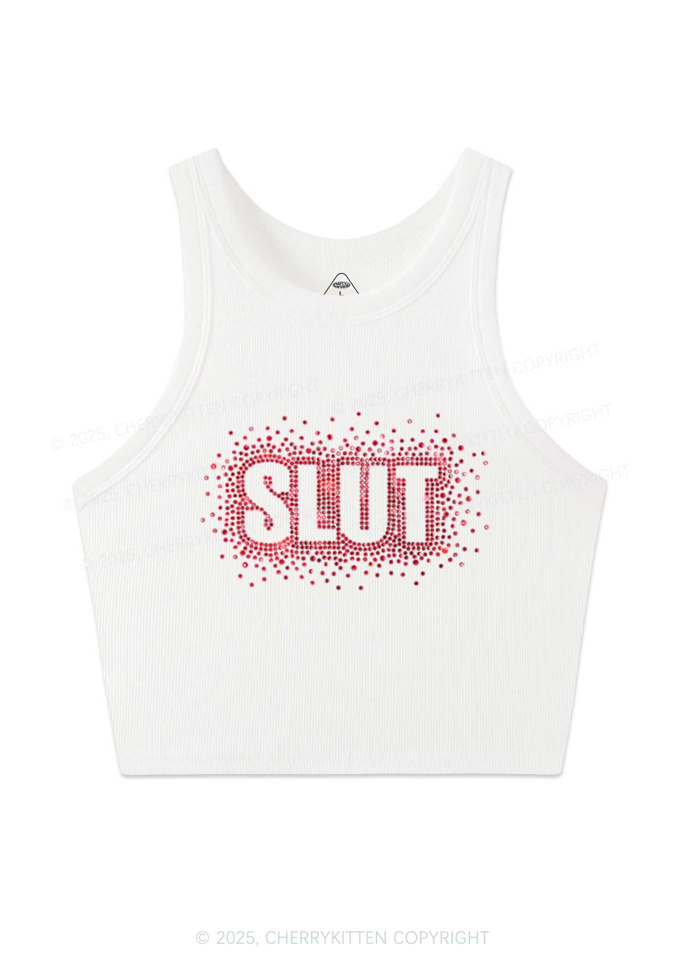 Rhinestone Special Slxt Y2K Crop Tank Top Cherrykitten