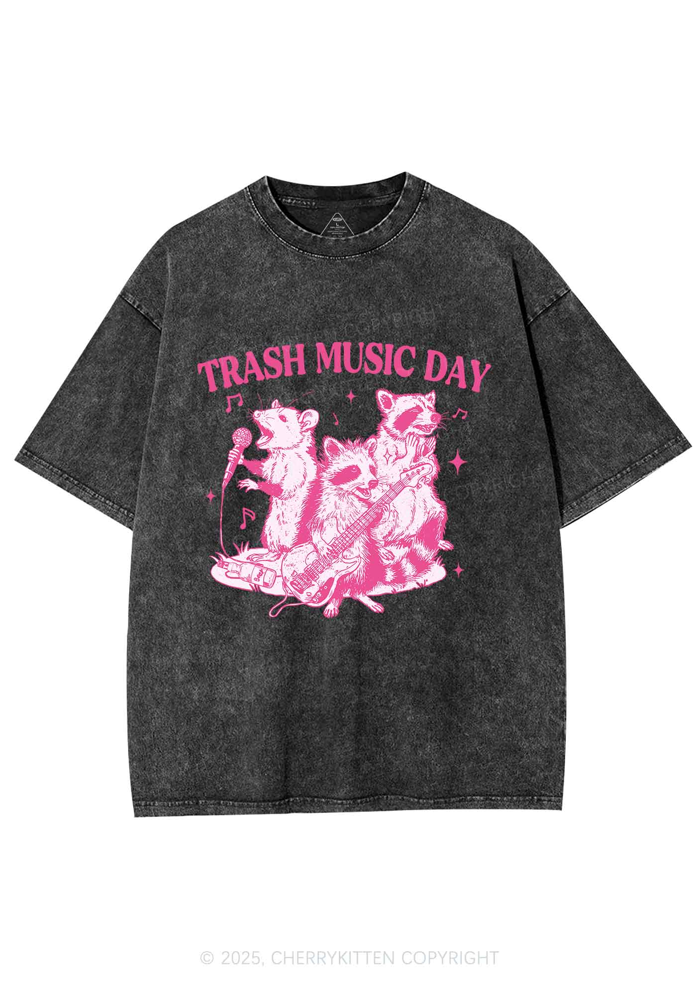 Trash Music Day Y2K Shirts Washed Tee Cherrykitten