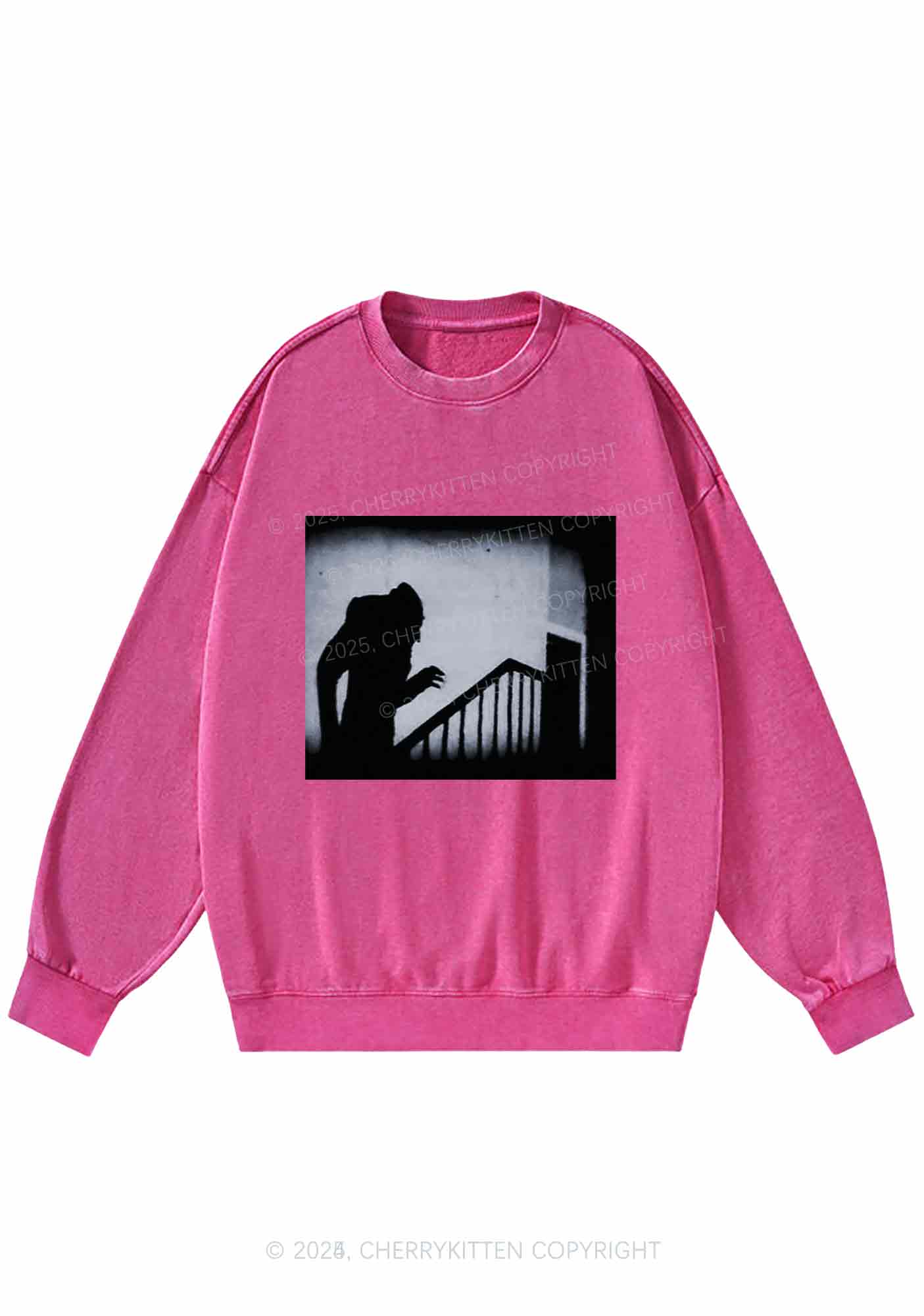 Halloween Stairs Intruder Y2K Washed Sweatshirts Cherrykitten