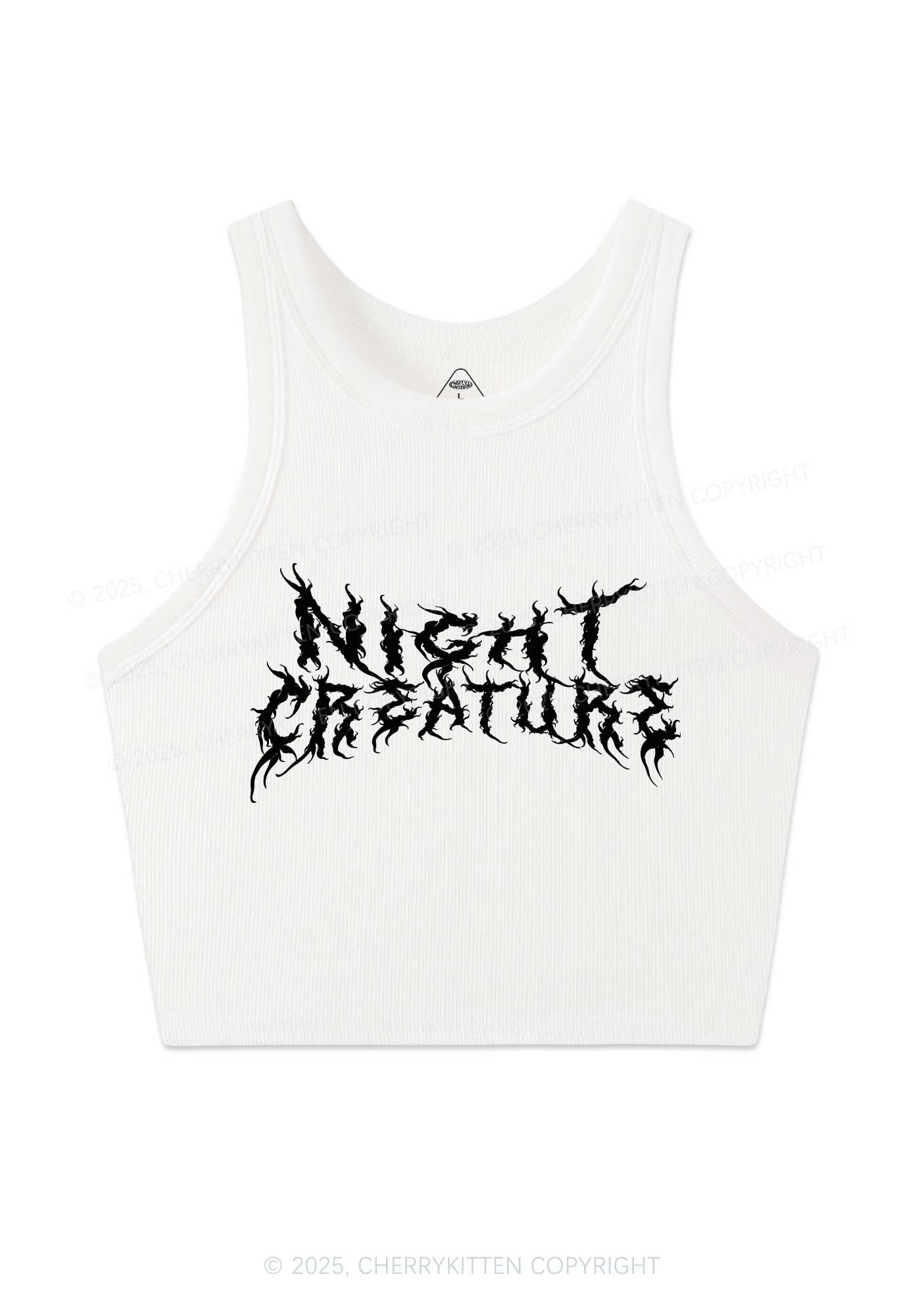 Night Creature Y2K Crop Tank Top Cherrykitten