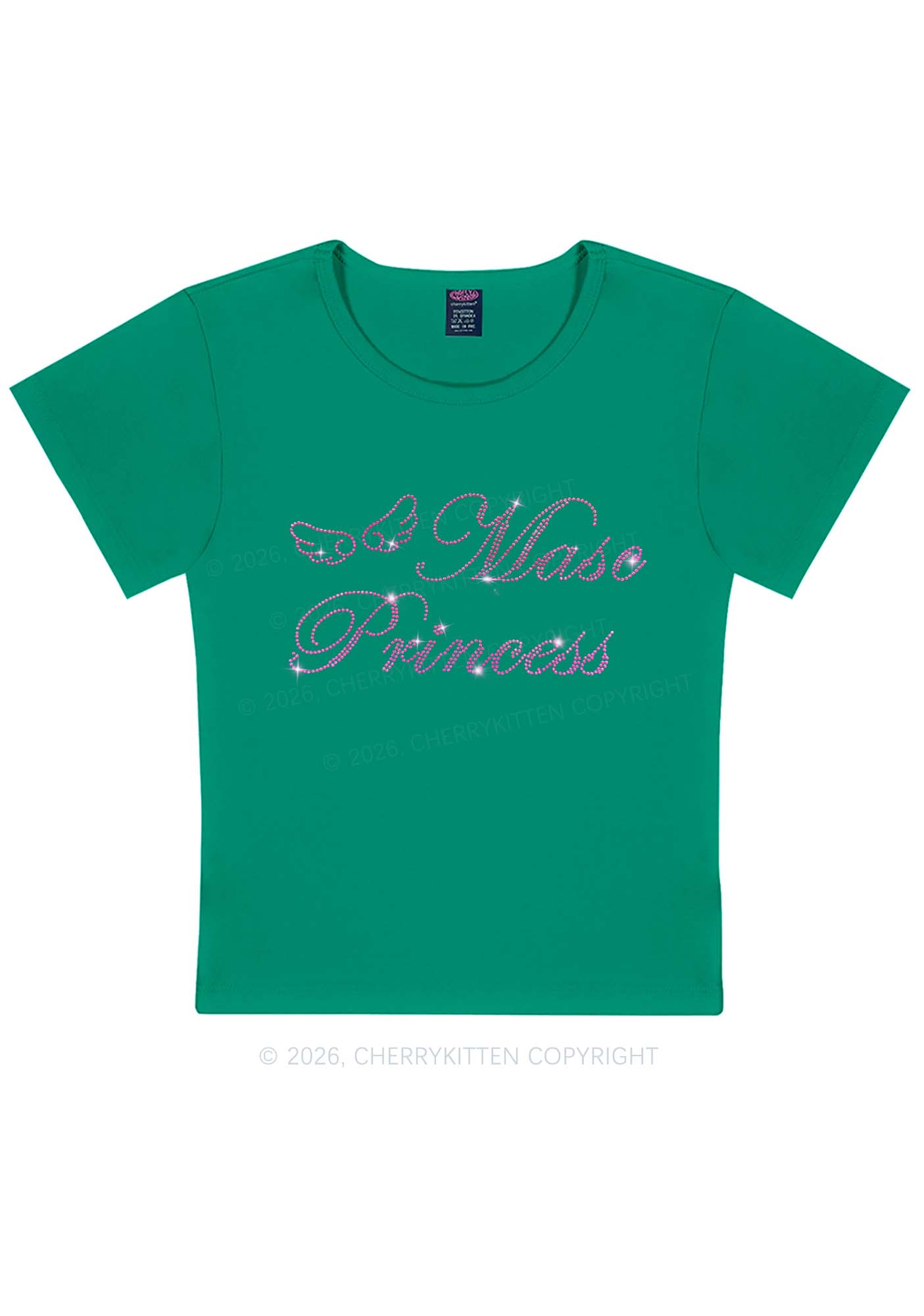 Rhinestone Masc Princess Pride Y2K Baby Tee Cherrykitten
