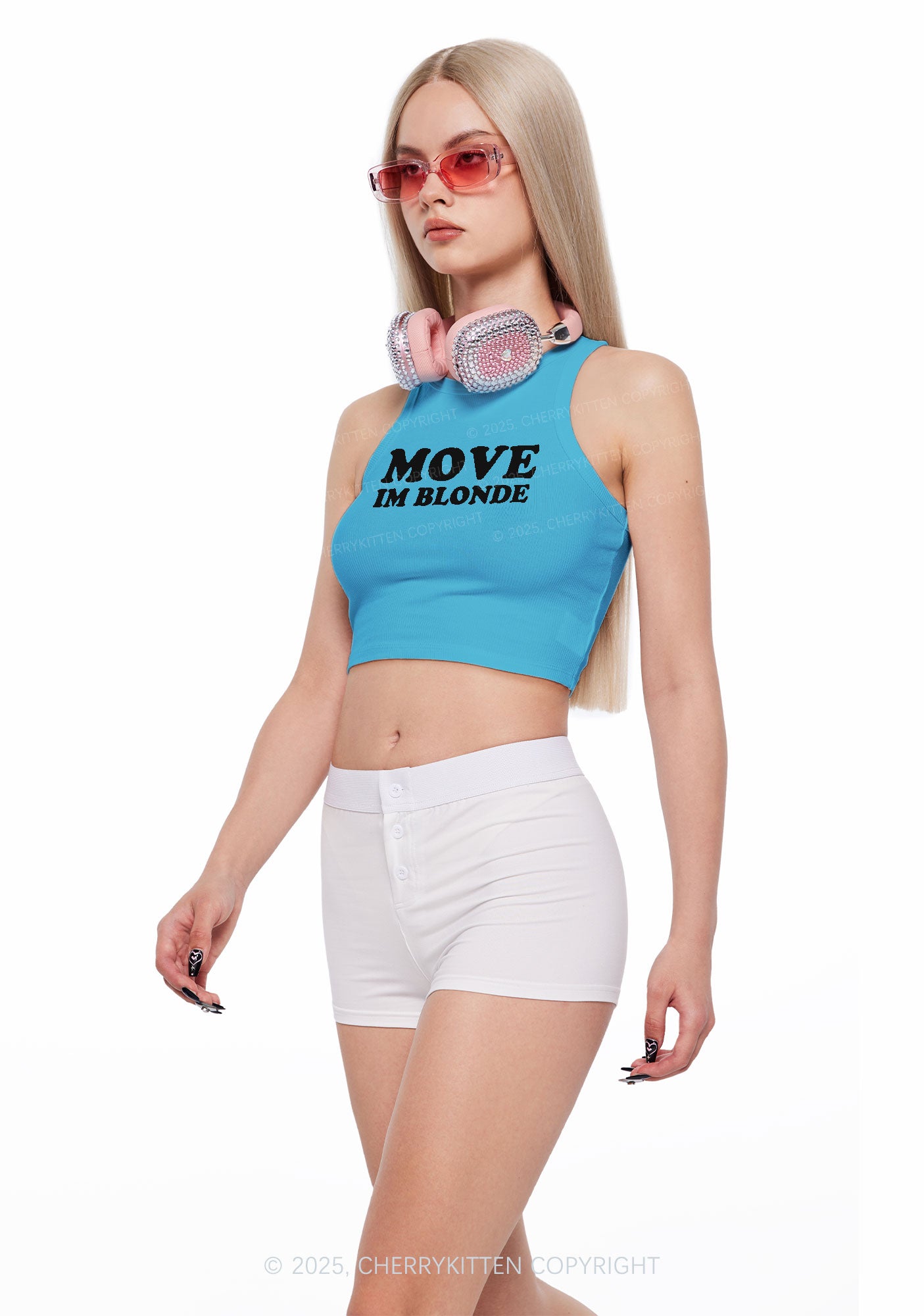 Move Im Blonde Y2K Crop Tank Top Cherrykitten