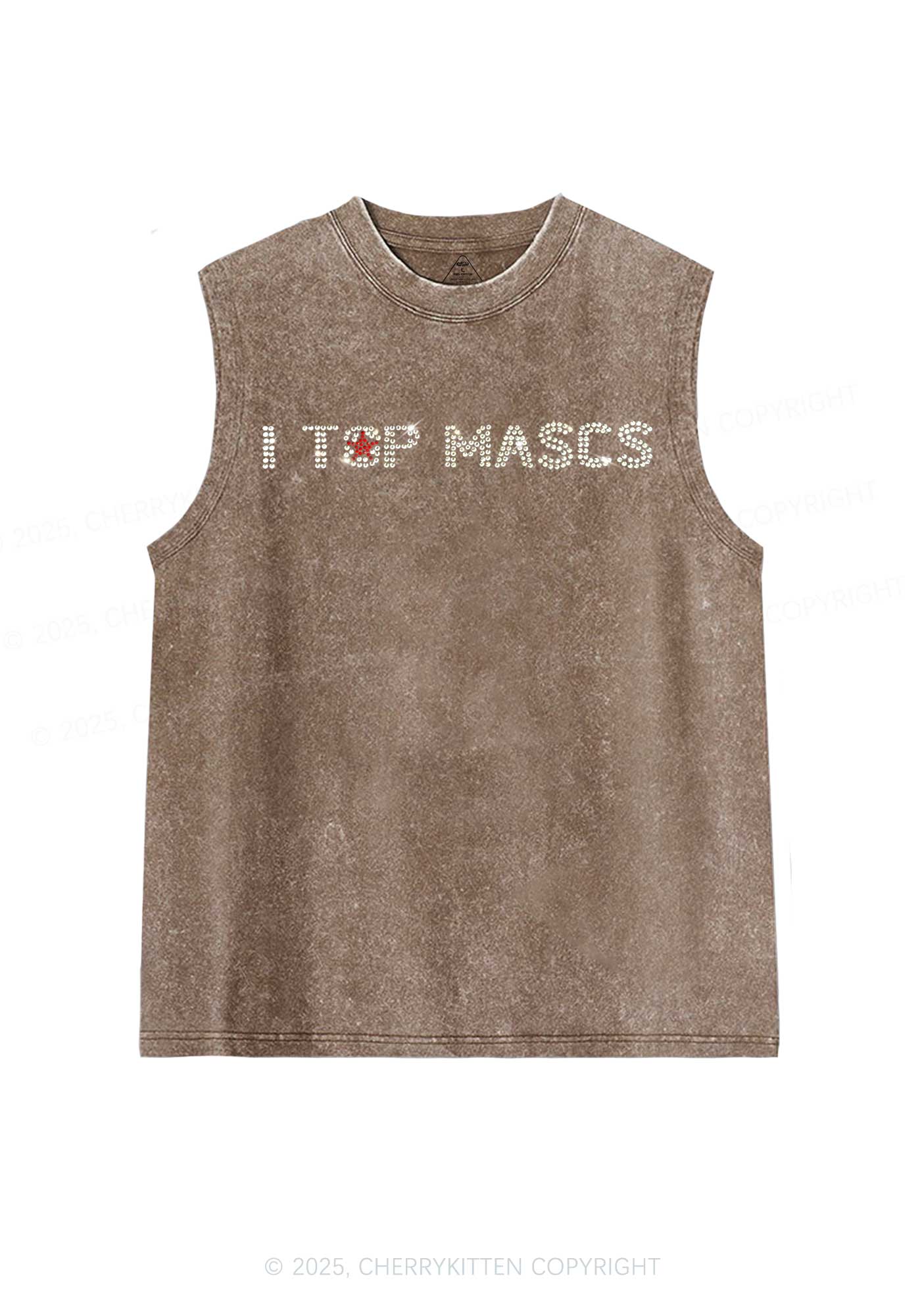 Rhinestone I Top Mascs Pride Y2K Washed Muscle Tank Cherrykitten