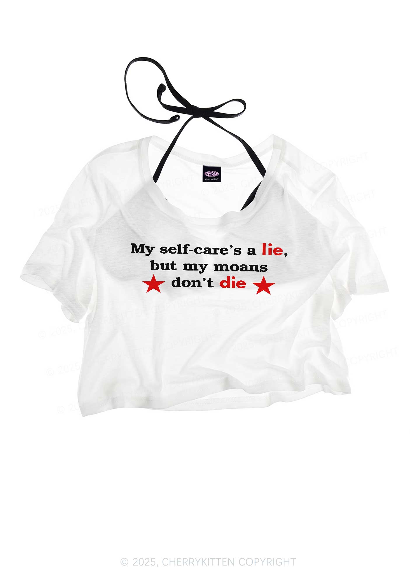 My Moans Dont Die Y2K Sheer Crop Tee Cherrykitten