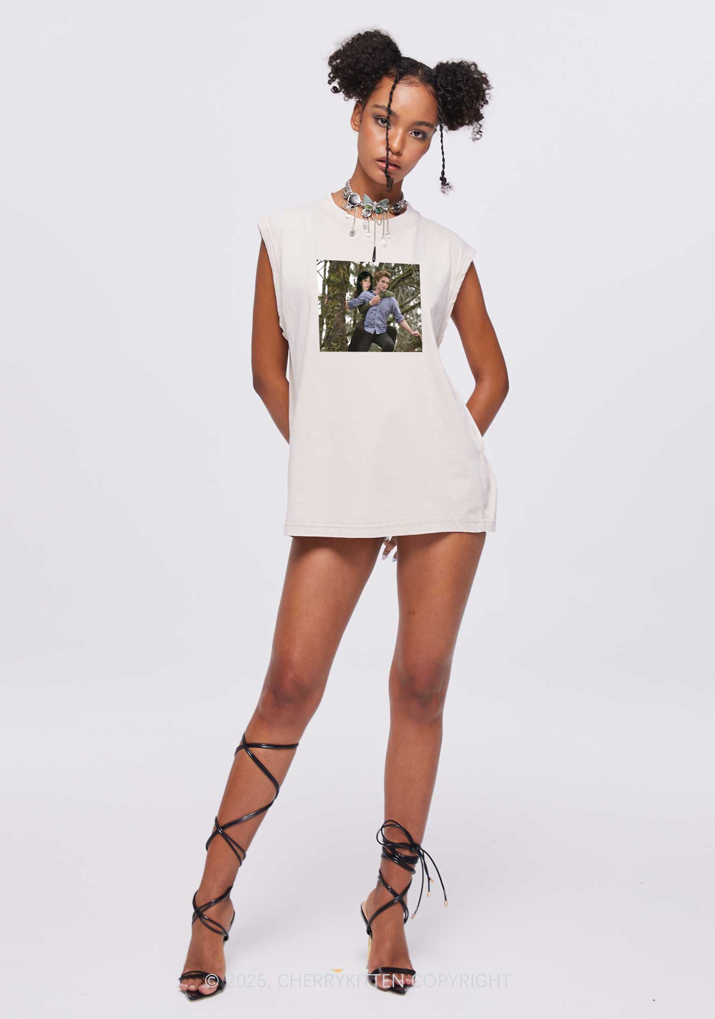 Custom Face Y2K Washed Muscle Tank Cherrykitten