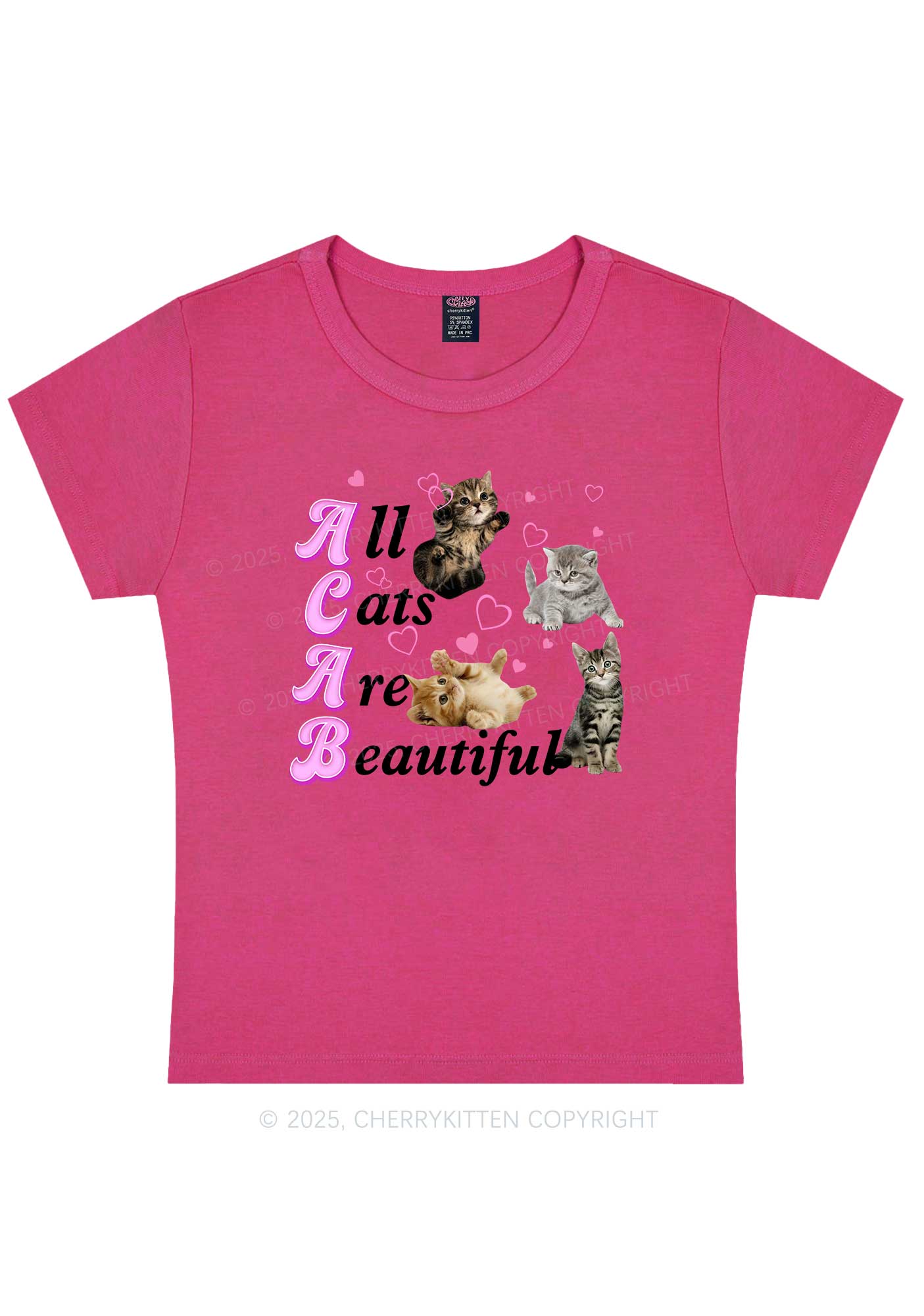 All Cats Are Beautiful Y2K Baby Tee Cherrykitten