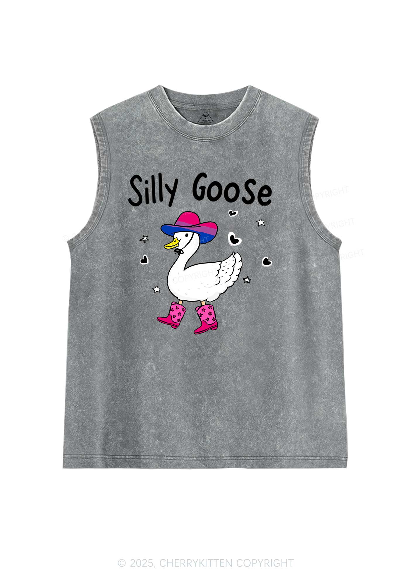 Silly Goose Bisexual Pride Y2K Washed Muscle Tank Cherrykitten