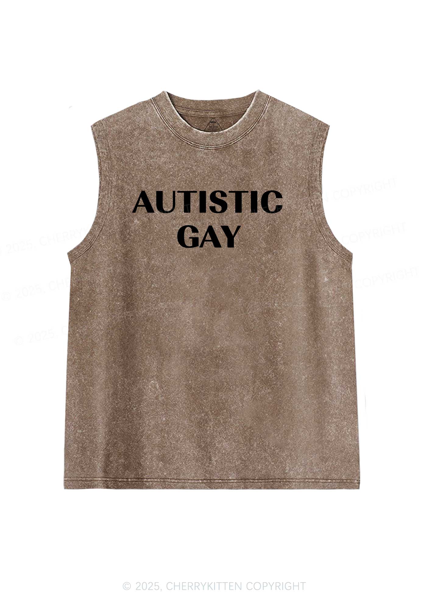 Autistic Gay Pride Y2K Washed Muscle Tank Cherrykitten