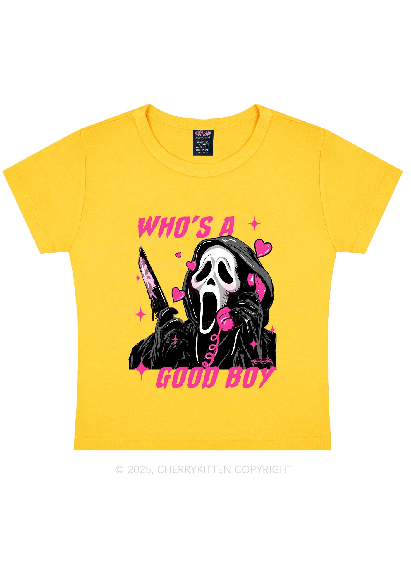 Halloween Ghost Good Boy Y2K Baby Tee Cherrykitten