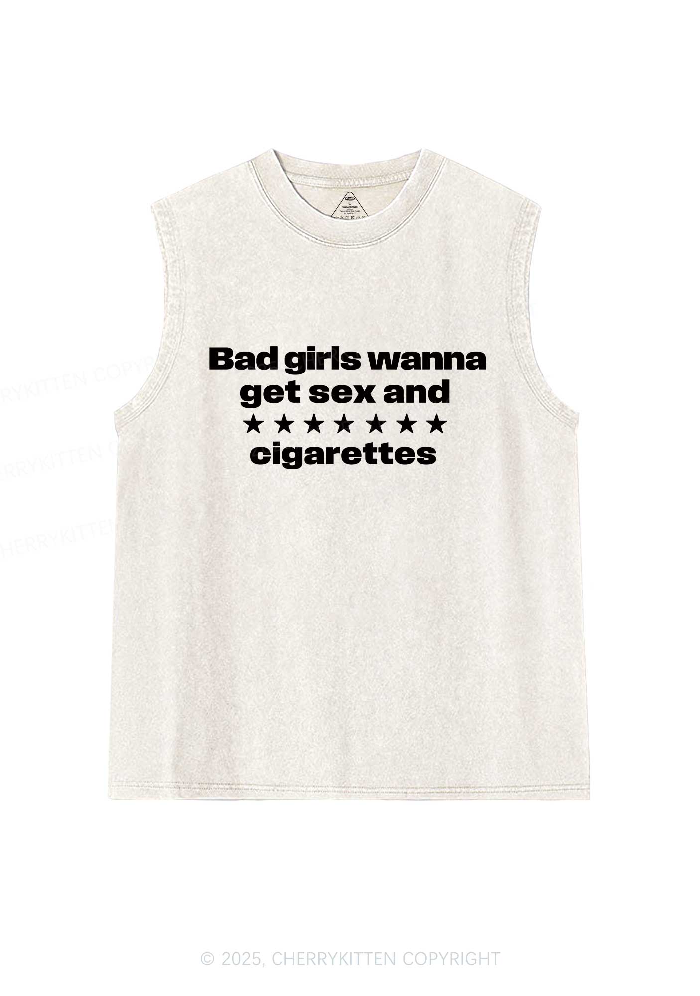 Wanna Sxx Cigarettes Y2K Washed Muscle Tank Cherrykitten