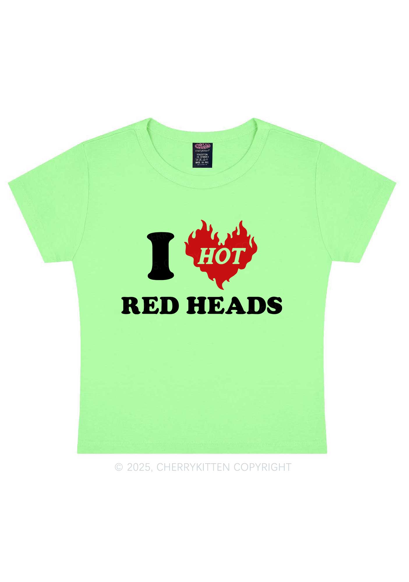 I Love Hot Red Heads Y2K Baby Tee Cherrykitten