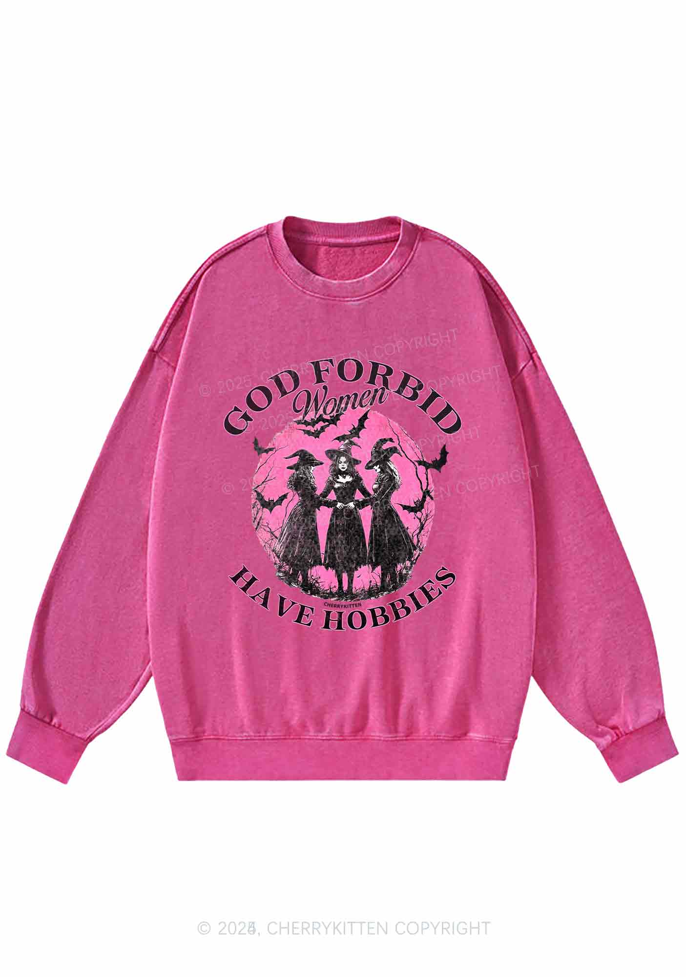 Halloween God Forbid Women Hobbies Y2K Washed Sweatshirts Cherrykitten