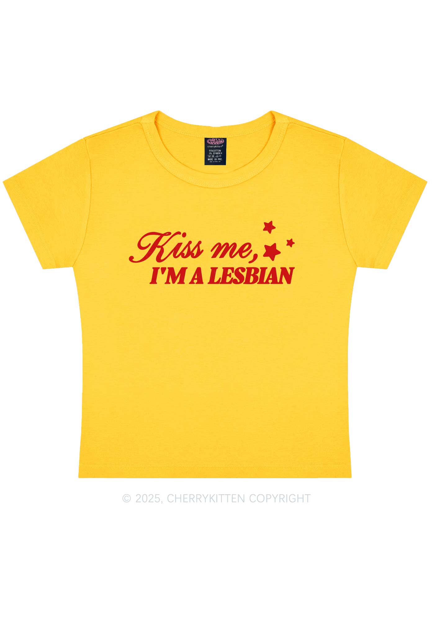 Kiss Me Im Lesbian Pride Y2K Baby Tee Cherrykitten
