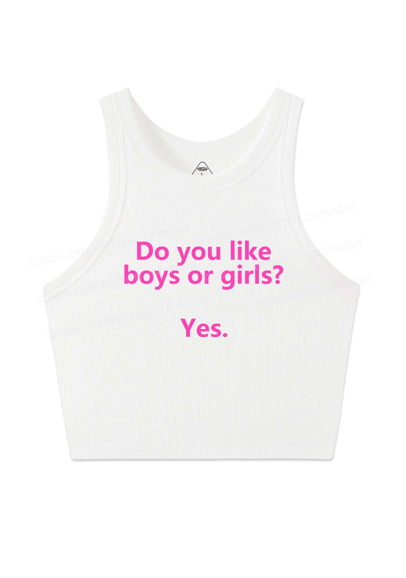 Do You Like Boys Or Girls Pride Y2K Crop Tank Top Cherrykitten