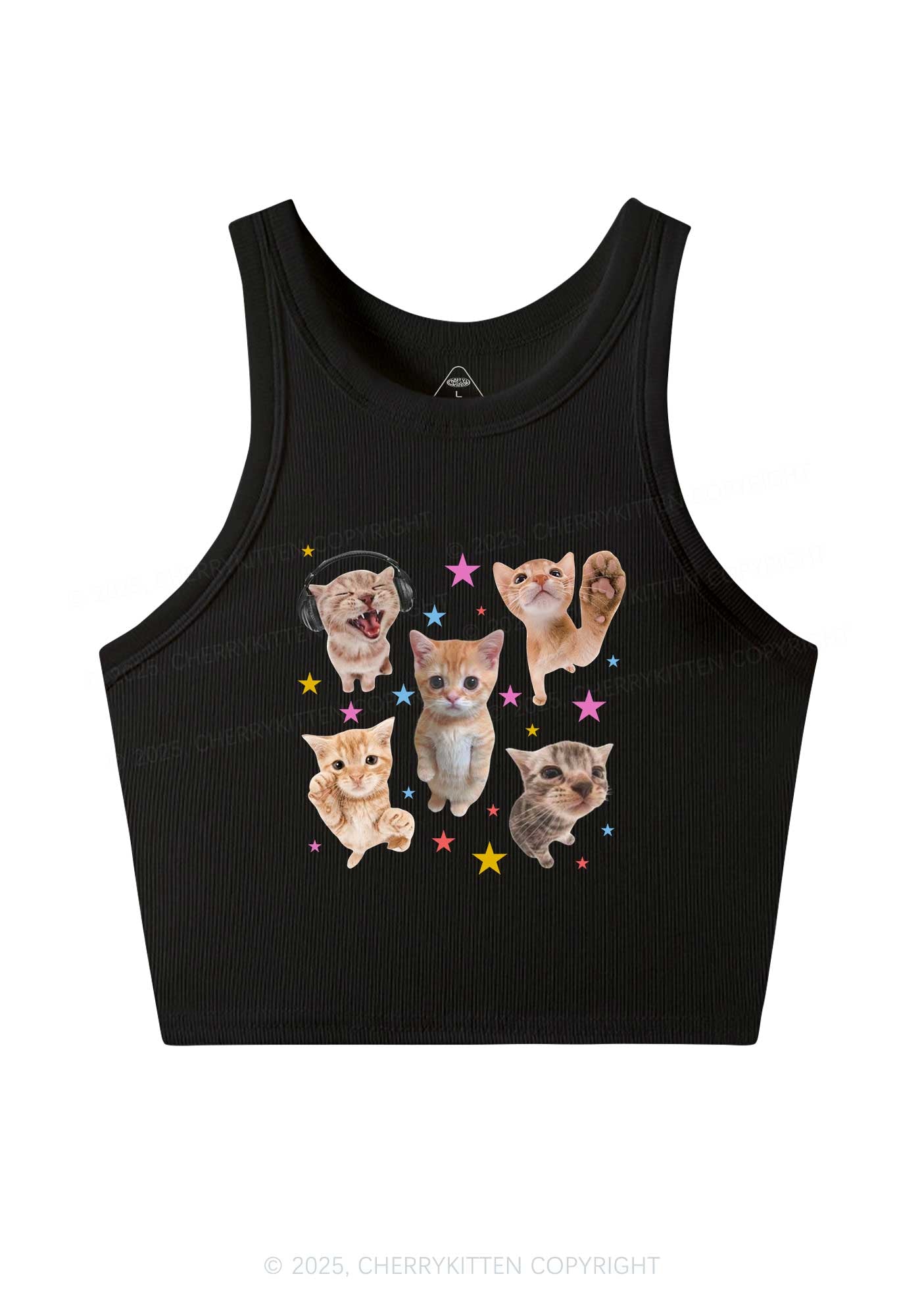 Adorable Cats Y2K Crop Tank Top Cherrykitten