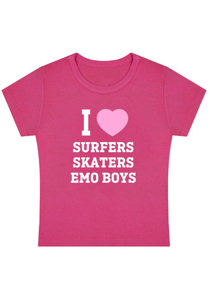 I Love Surfers Skaters Emo Boys Y2K Baby Tee