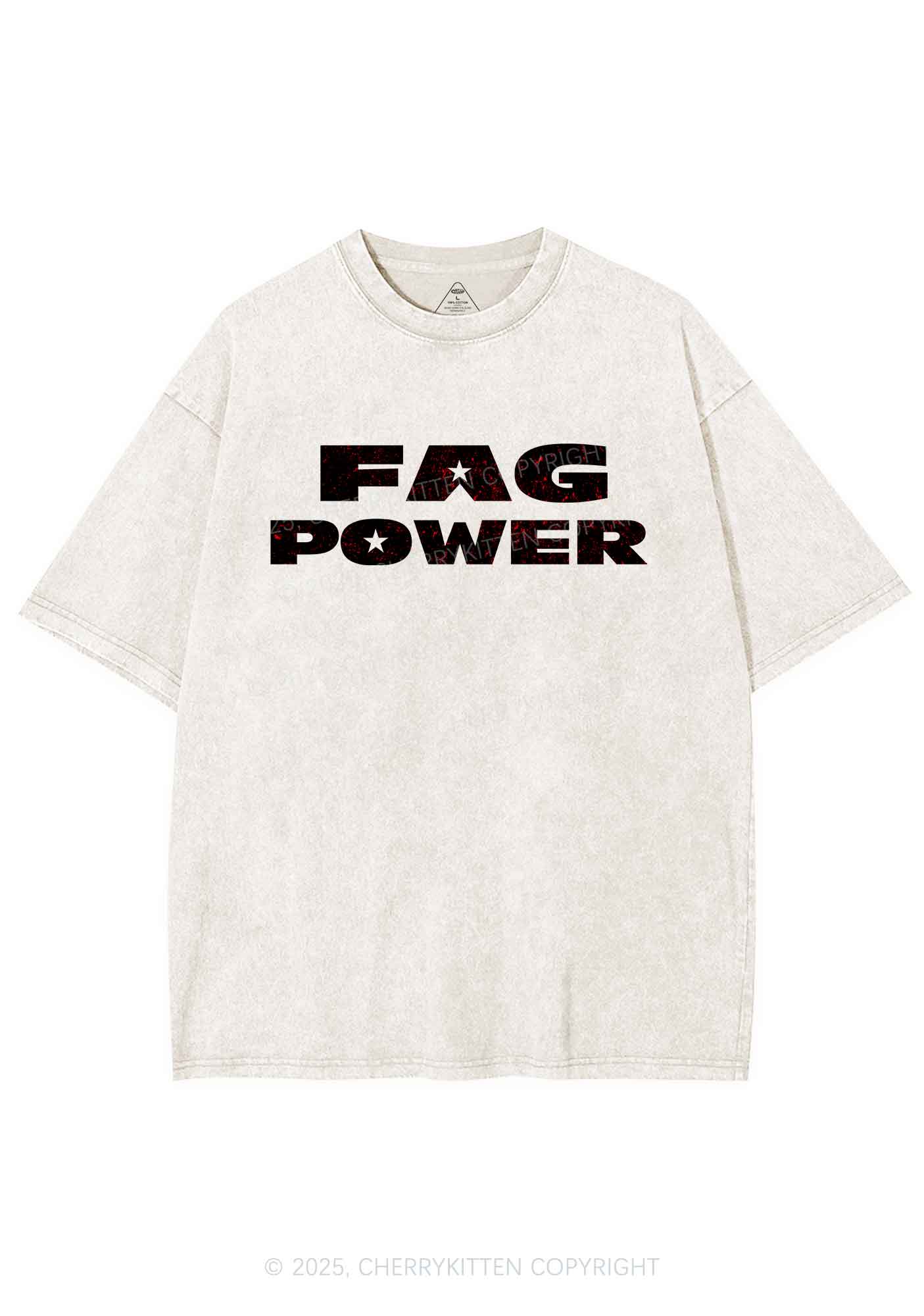 Fag Power Pride Y2K Shirts Washed Tee Cherrykitten