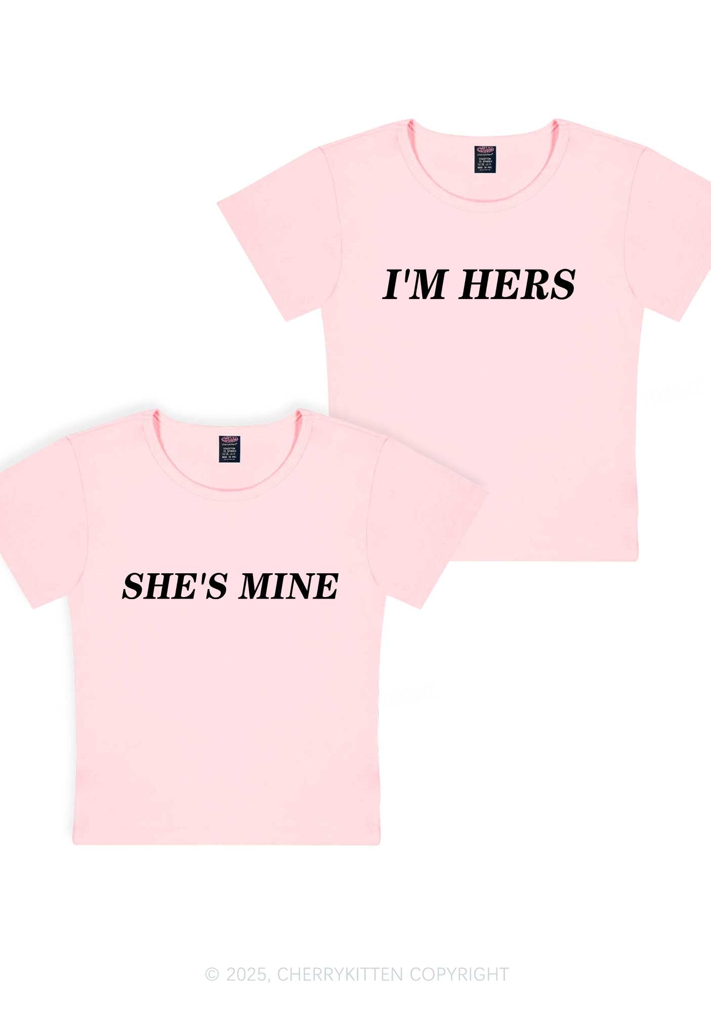 Shes Mine Im Hers Y2K Valentine's Day Baby Tee Cherrykitten