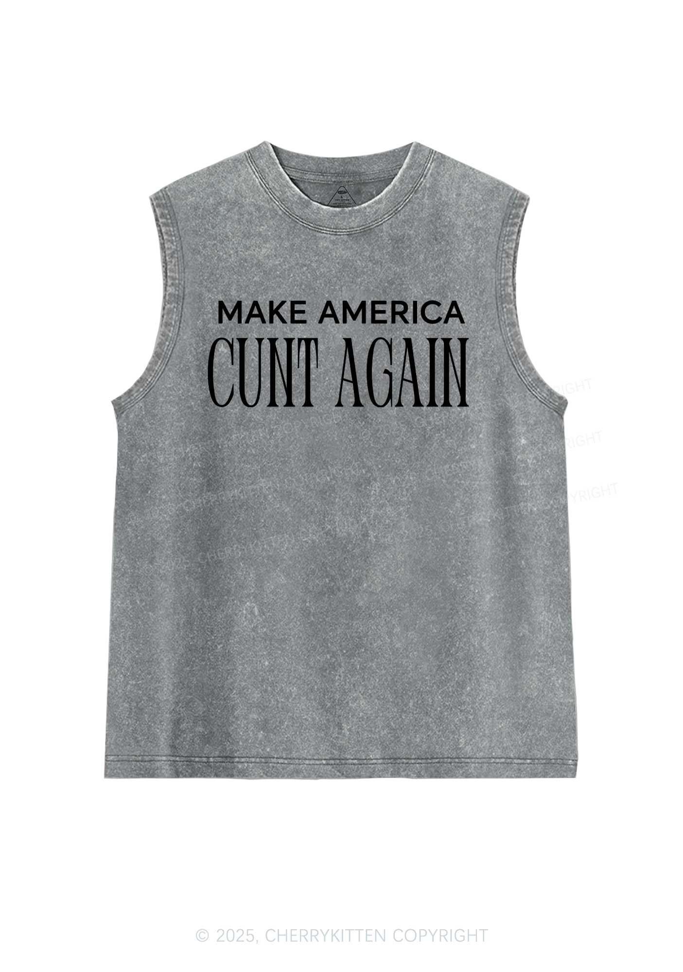Make America Cxxt Again Y2K Washed Muscle Tank Cherrykitten