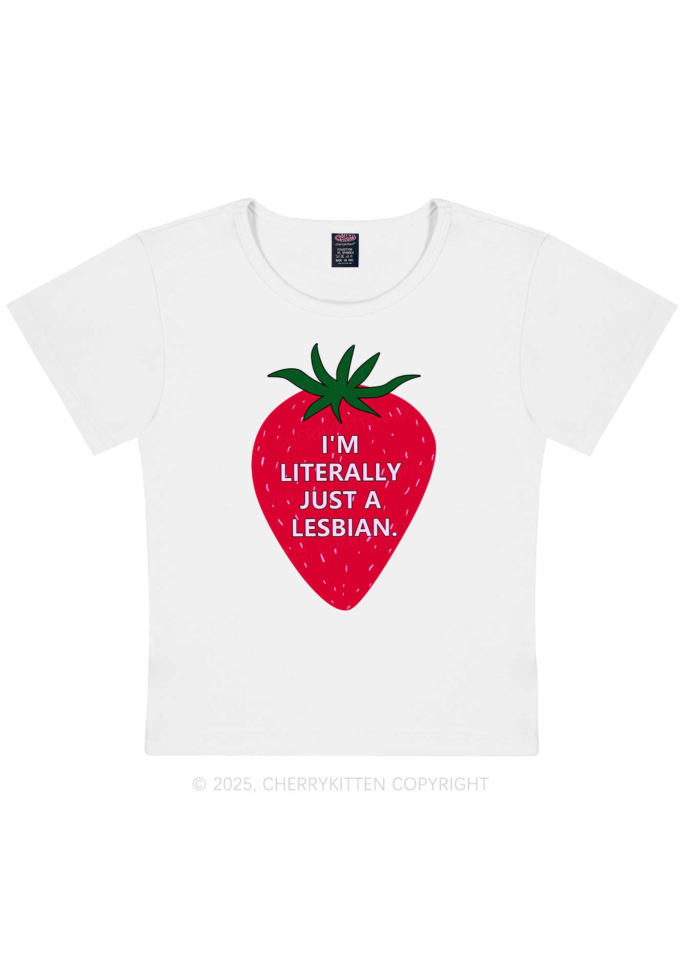 Lesbian Strawberry Pride Y2K Baby Tee Cherrykitten