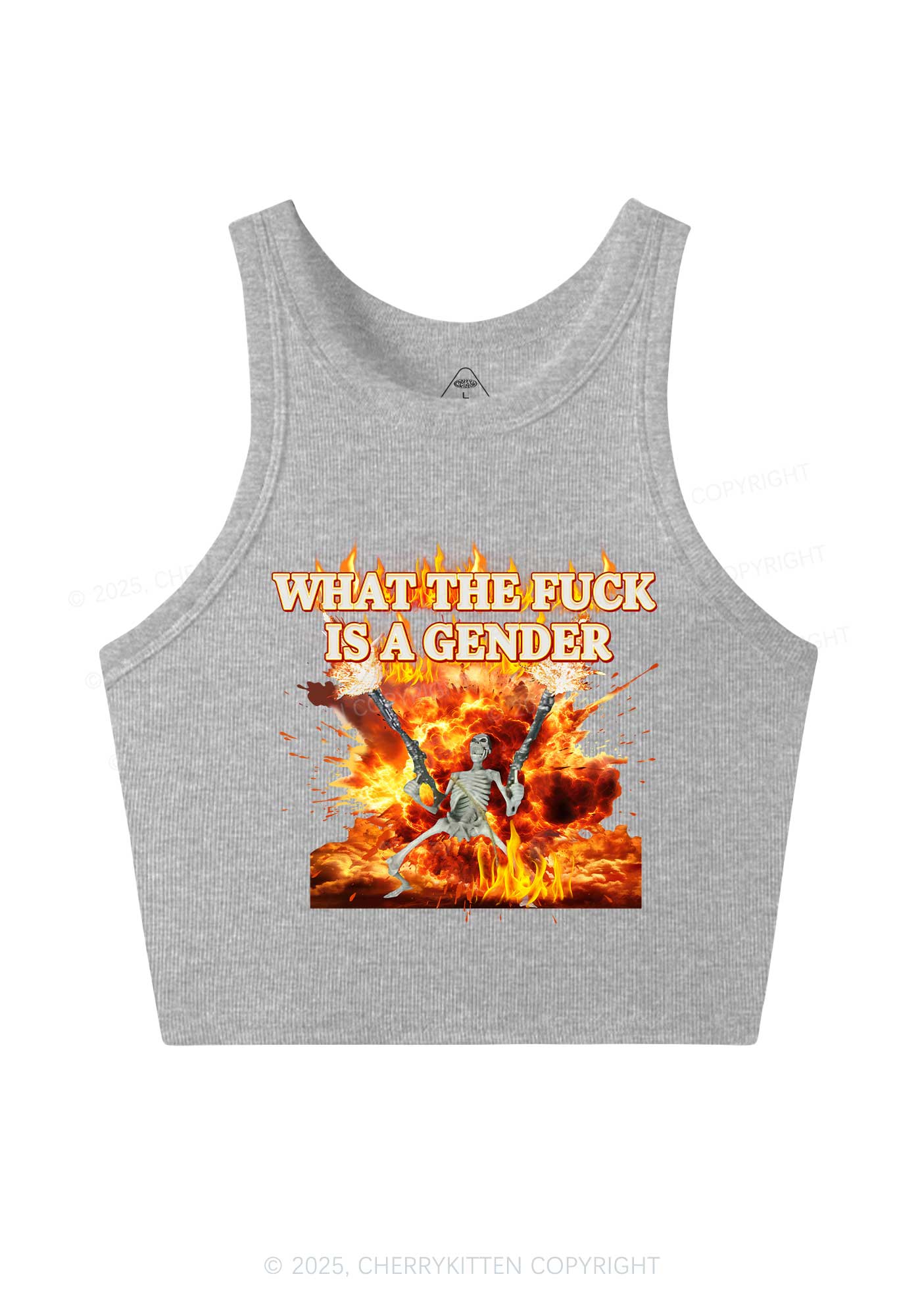 Skeleton Gender Y2K Crop Tank Top Cherrykitten