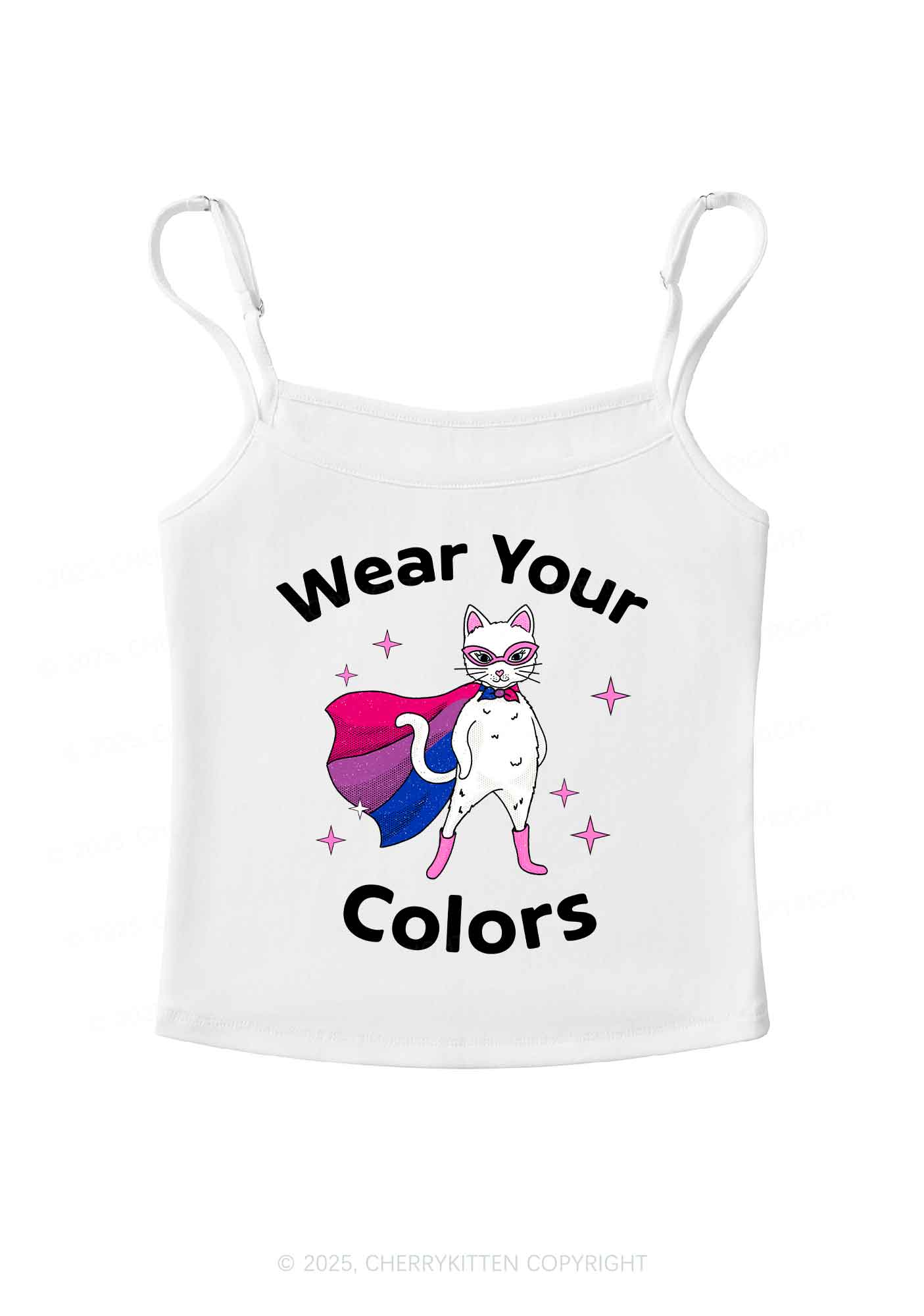Bisexual Flag Cat Pride Y2K Spaghetti Strap Cami Cherrykitten