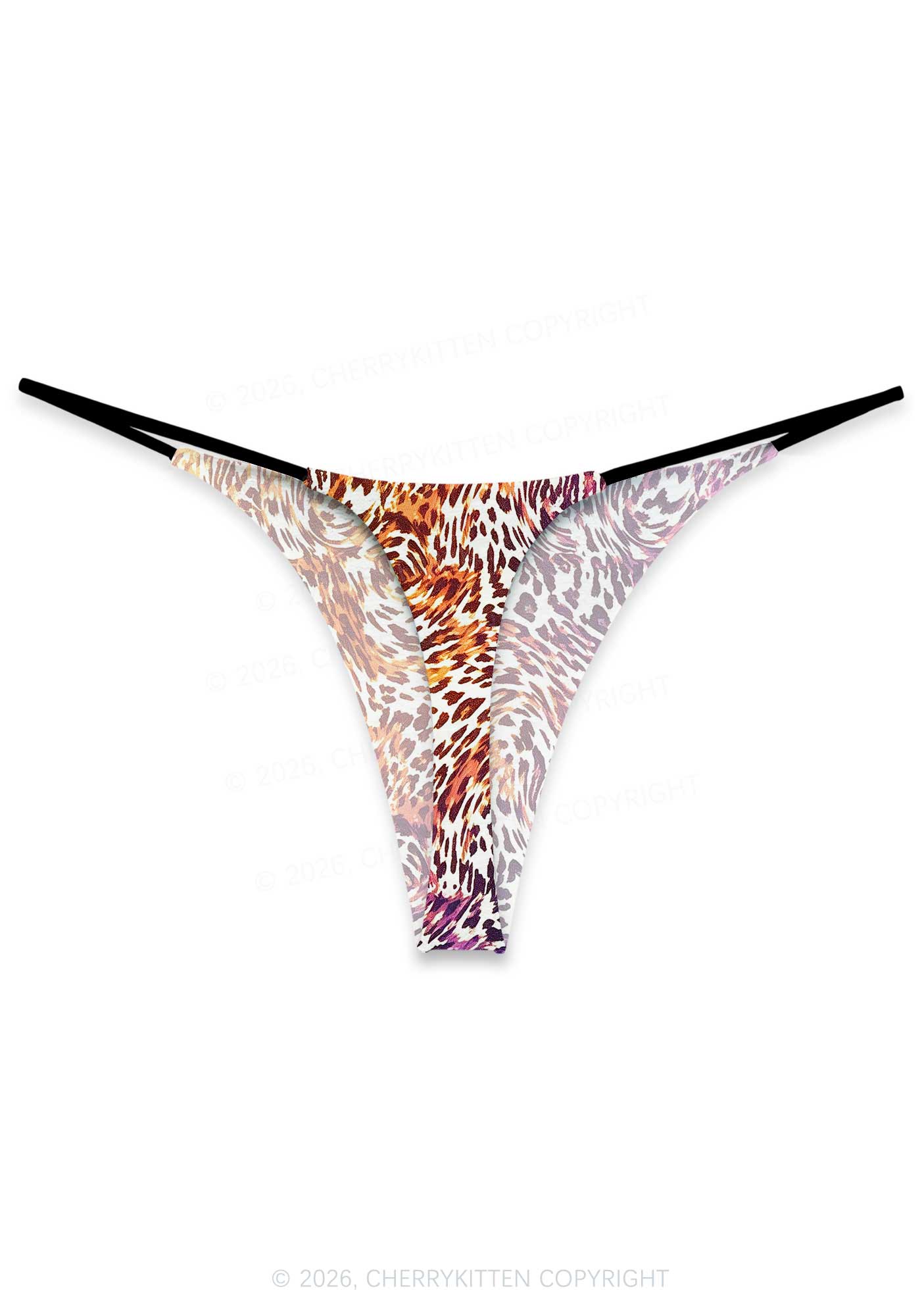 Lesbian Leopard Pride Y2K Print Bikini String Thong Cherrykitten