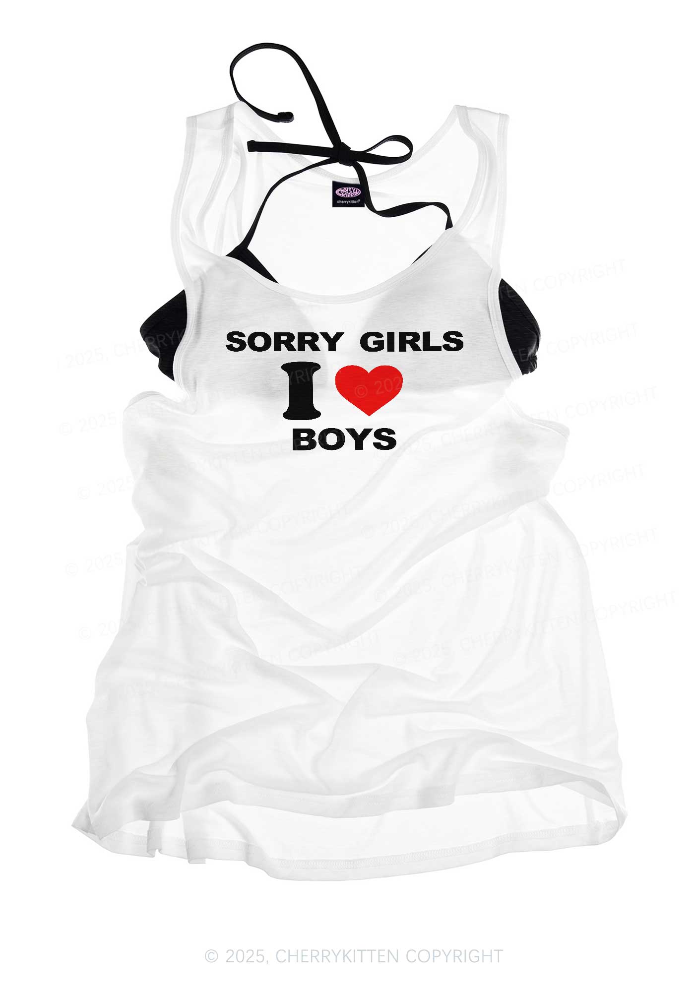 Sorry Girls I Love Boys Pride Y2K Sheer Boyfriend Tank Cherrykitten