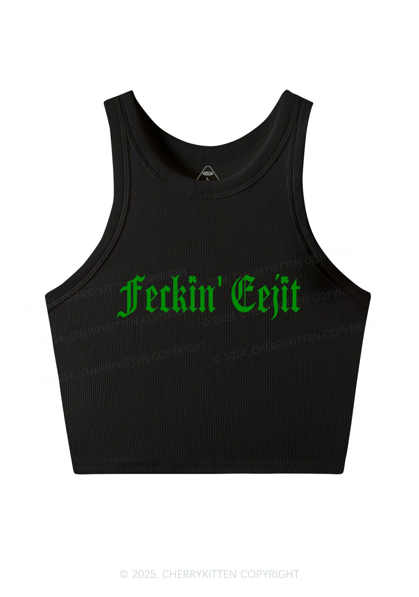Feckin Eejit St Patricks Y2K Crop Tank Top Cherrykitten