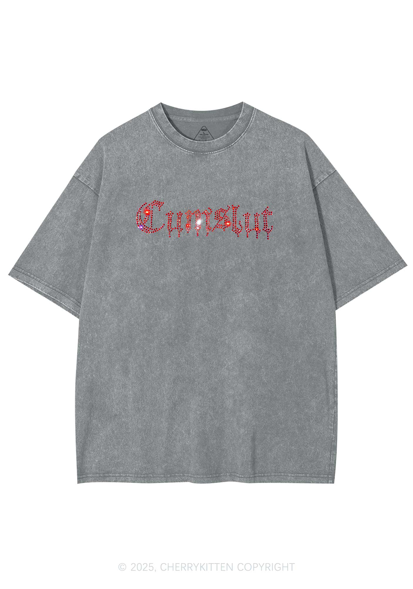 Rhinestone Cxmslxt Y2K Shirts Washed Tee Cherrykitten