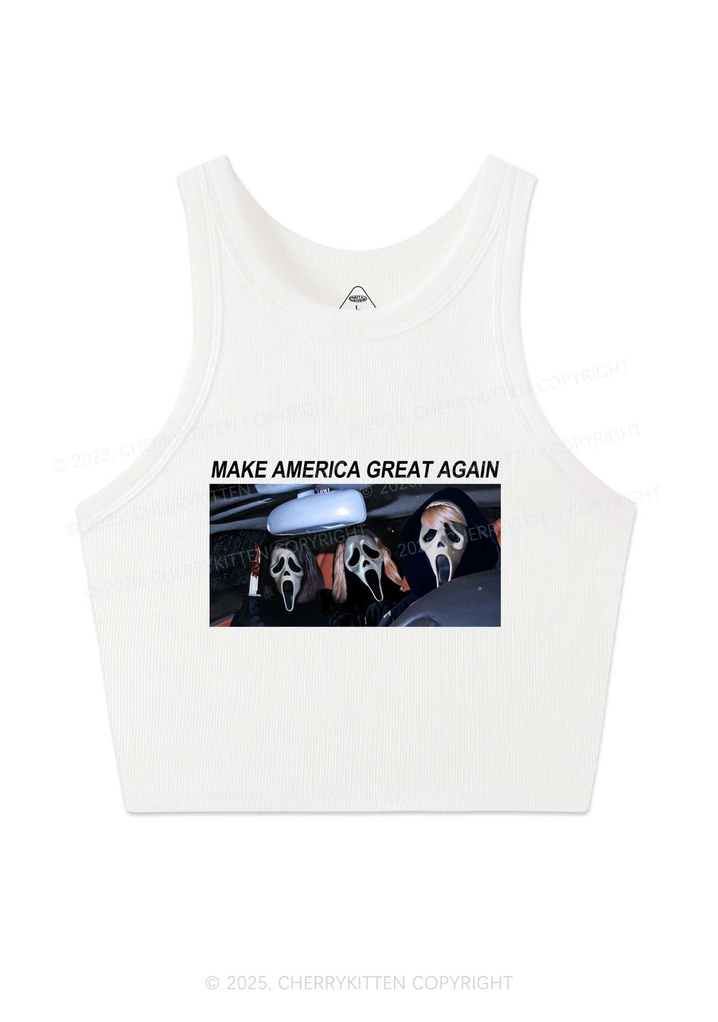 Halloween Ghost Make America Great Again Y2K Crop Tank Top Cherrykitten