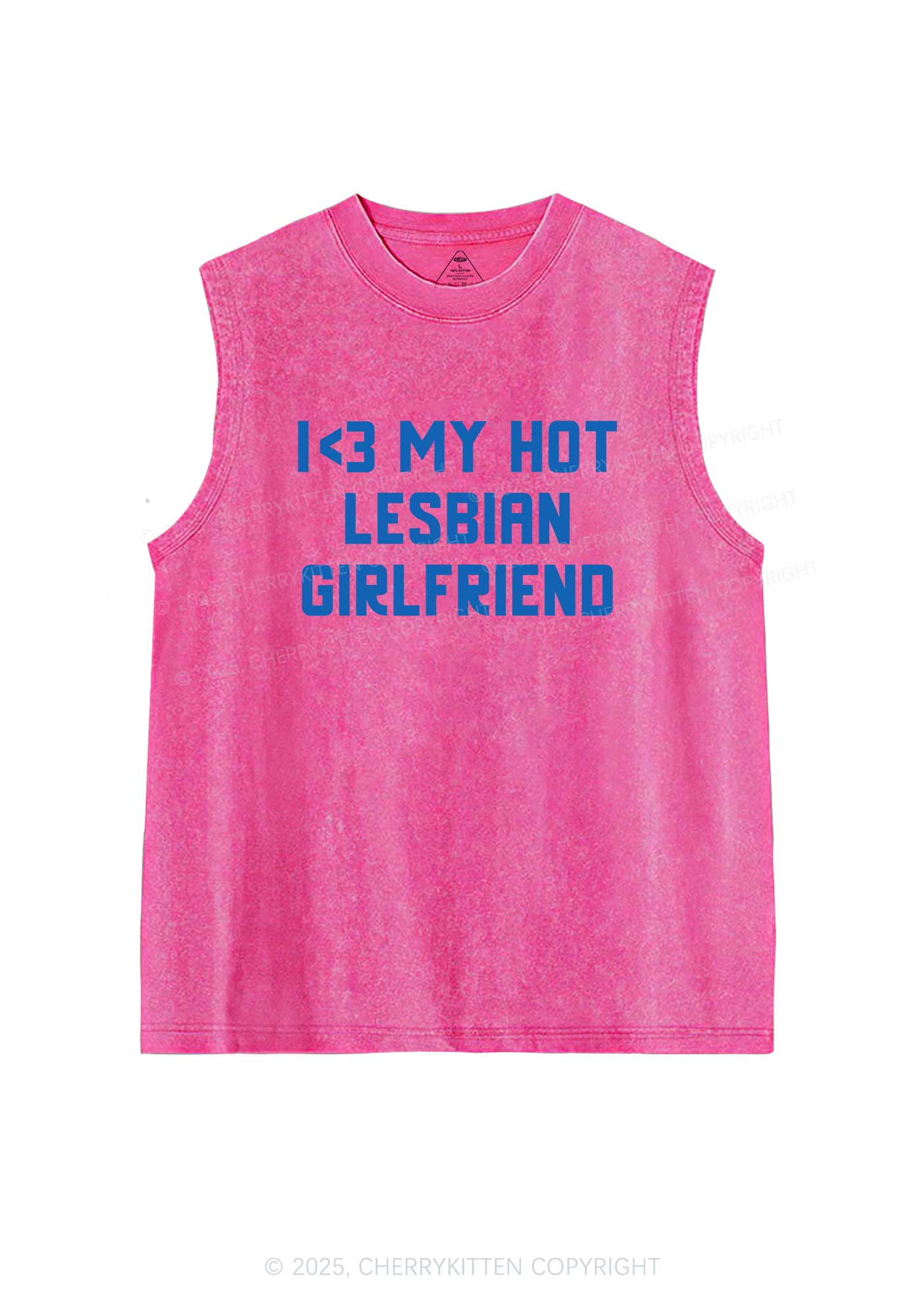 My Hot Lesbian GF Pride Y2K Washed Muscle Tank Cherrykitten