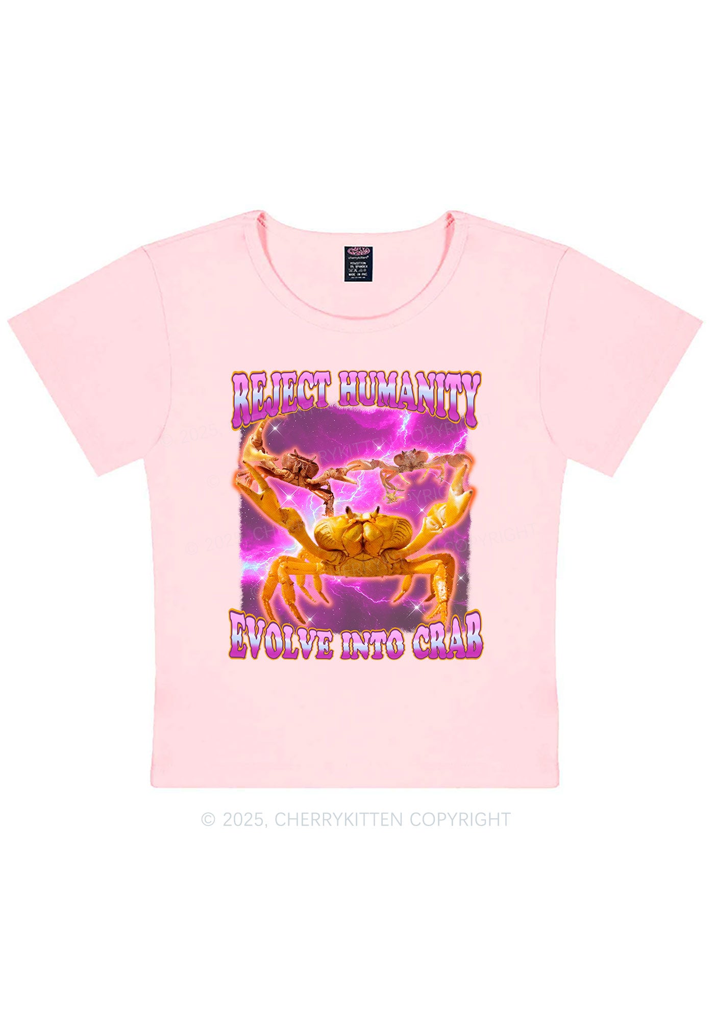 Reject Humanity Crab Y2K Baby Tee Cherrykitten