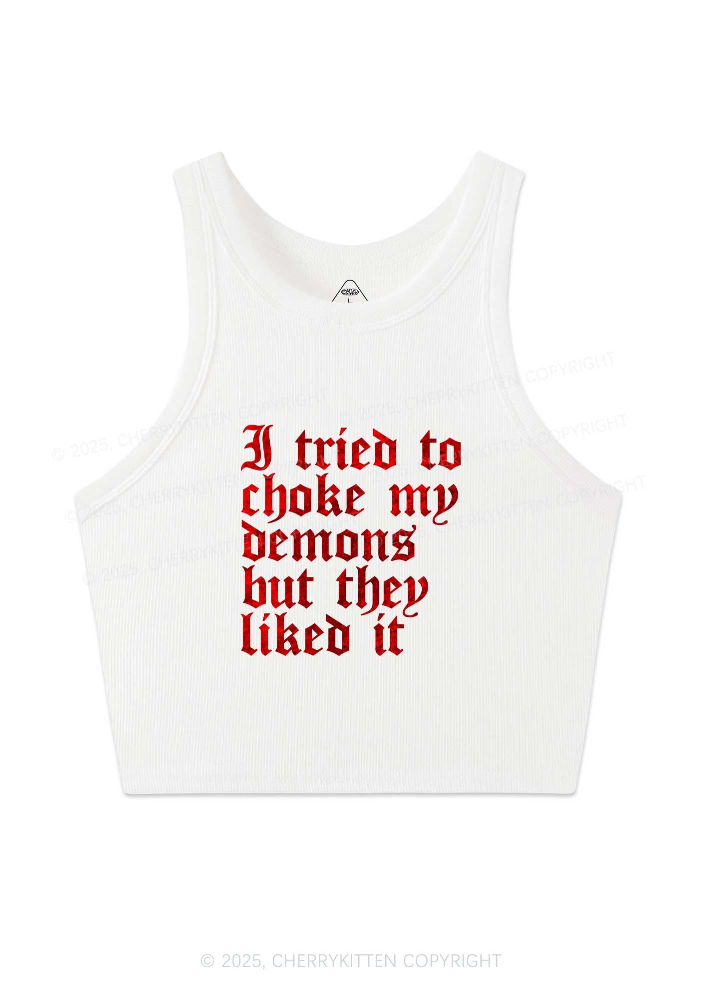 Halloween Choke Demons They Liked Y2K Crop Tank Top Cherrykitten