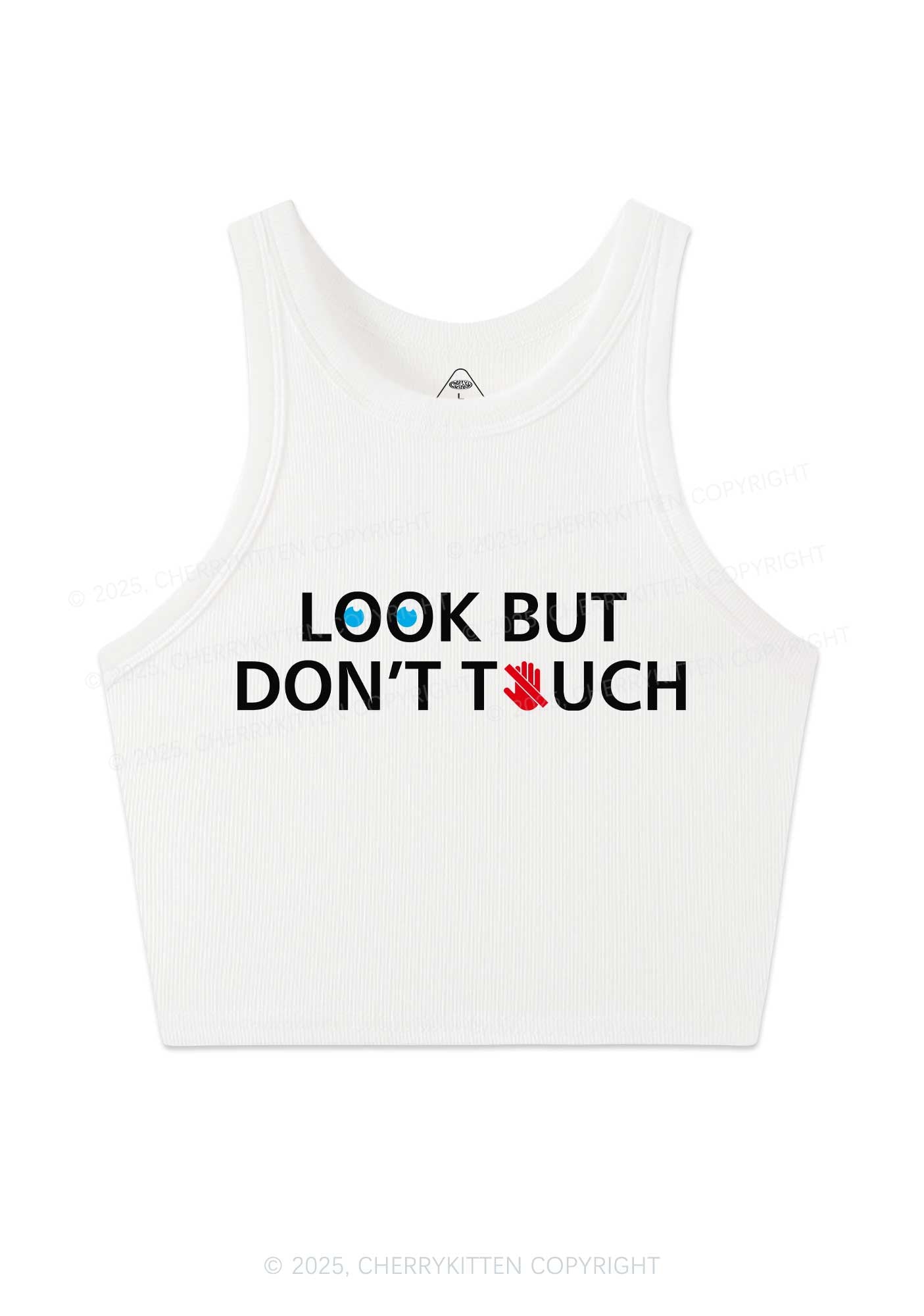 Look Dont Touch Y2K Crop Tank Top Cherrykitten
