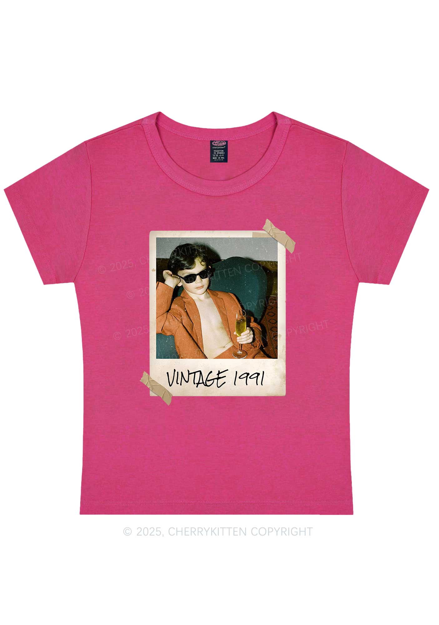 Custom Vintage Photo And Year Y2K Baby Tee Cherrykitten