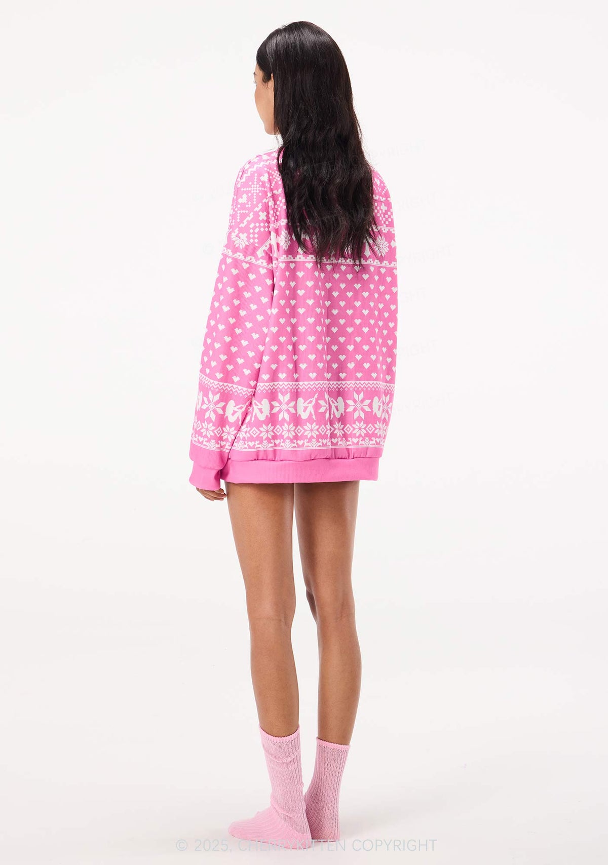 Pink Cxxt Y2K Christmas Knit Sweatshirt Cherrykitten