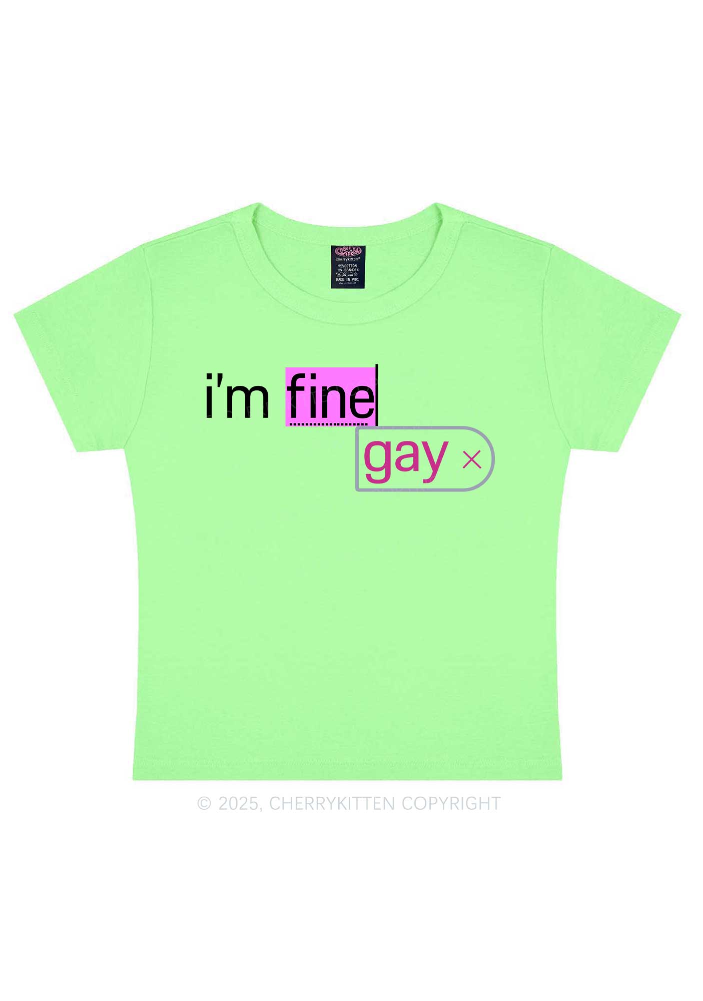 Im Fine Gay Pride Y2K Baby Tee Cherrykitten