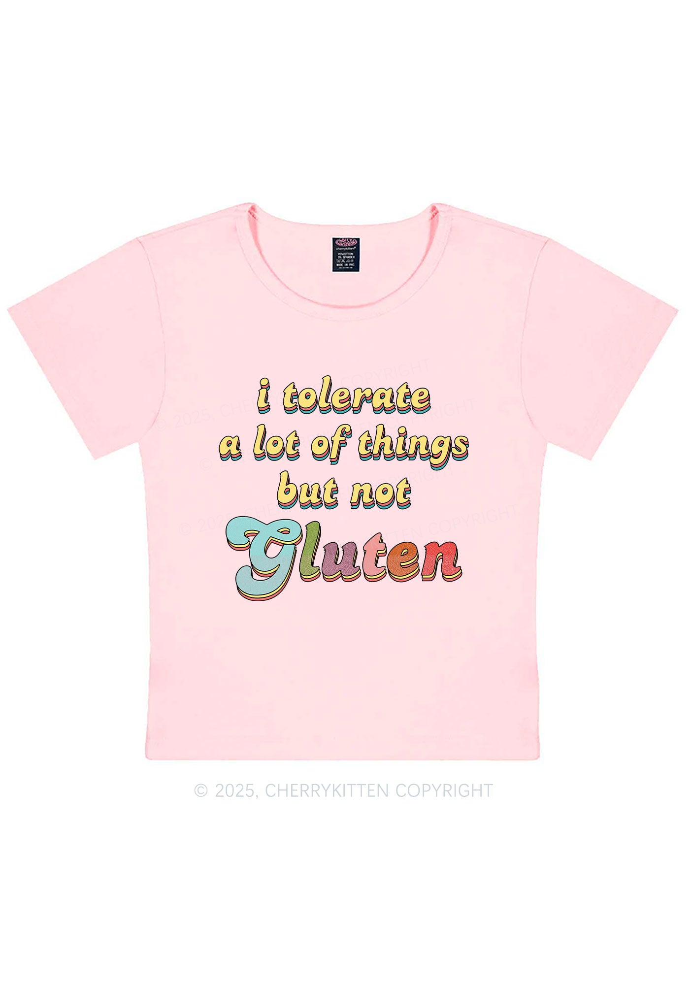 Tolerate Gluten Y2K Baby Tee Cherrykitten