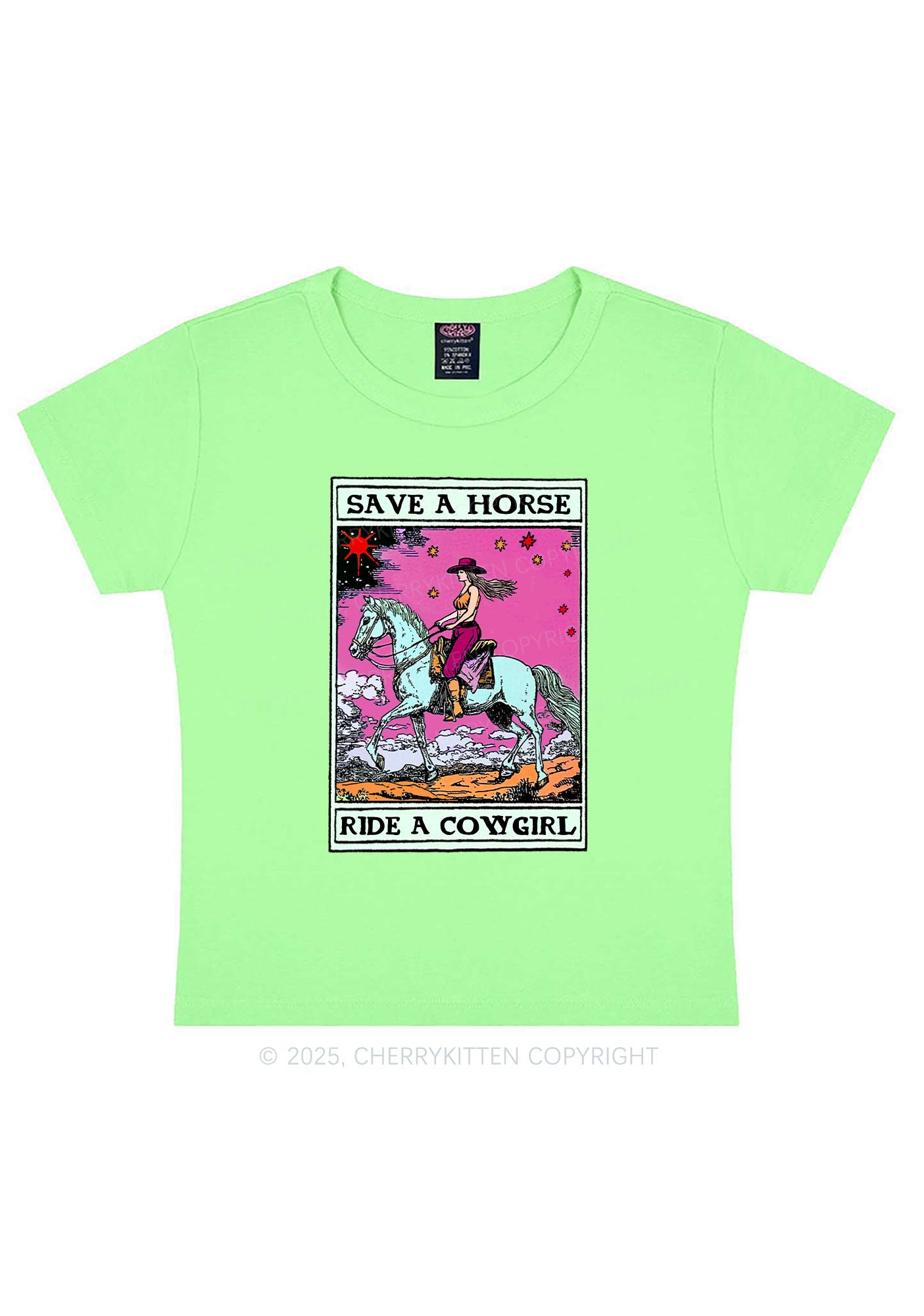 Save Horse Ride Cowgirl Pride Y2K Baby Tee Cherrykitten