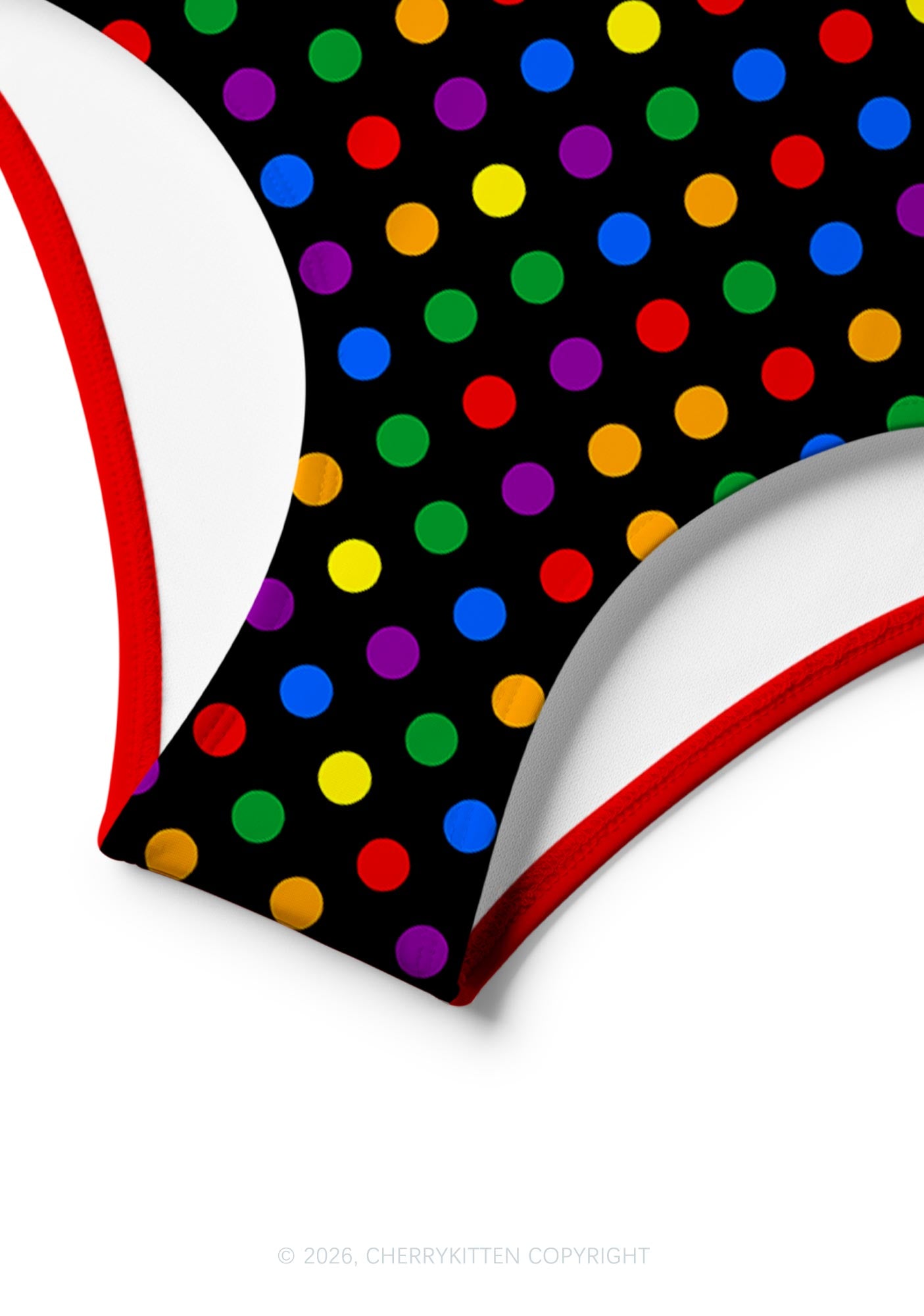 Rainbow Dots Pride Y2K Print Bikini Set Cherrykitten