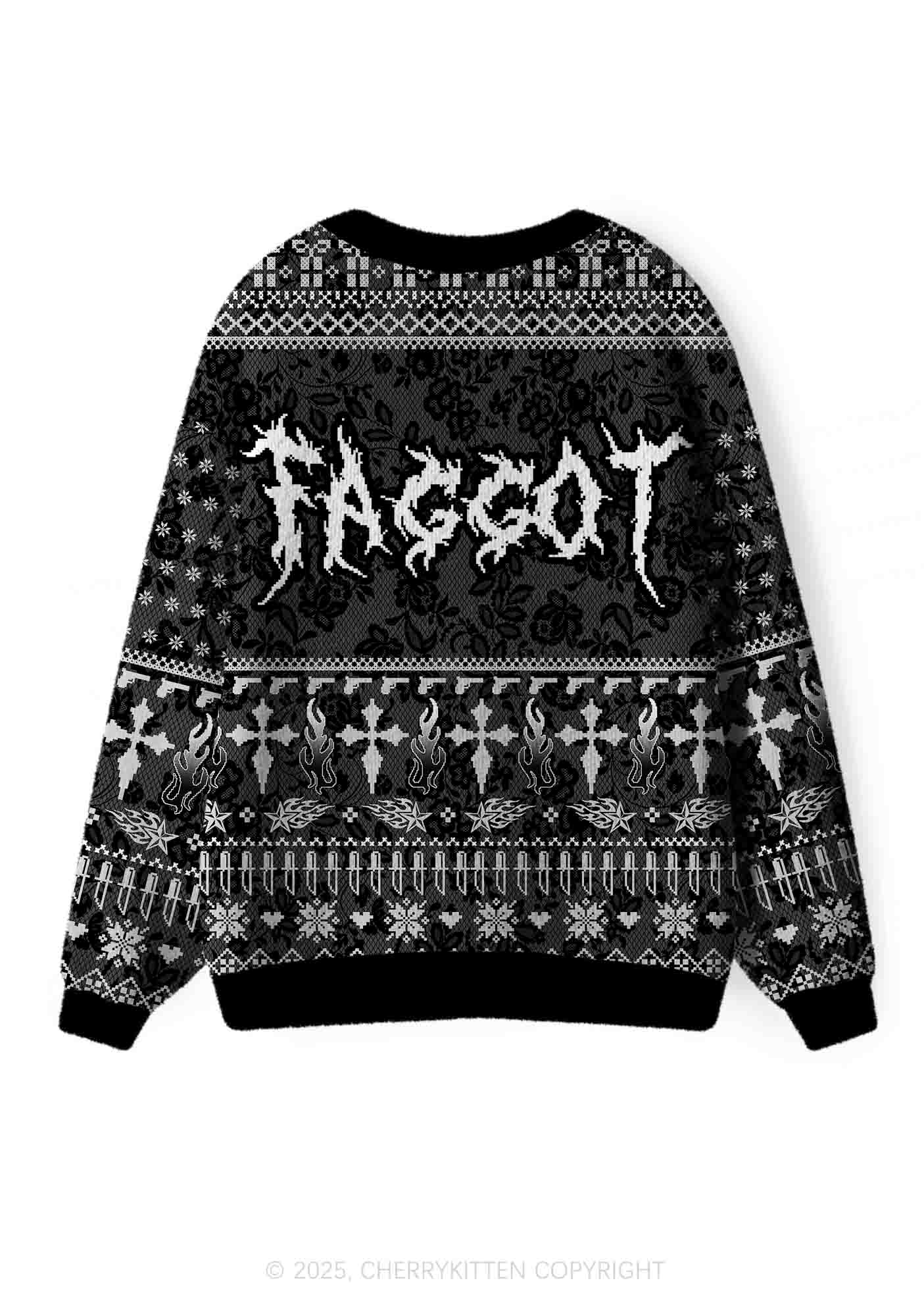 Punk Faggot Pride Y2K Christmas Cardigan Knit Sweatshirt Cherrykitten