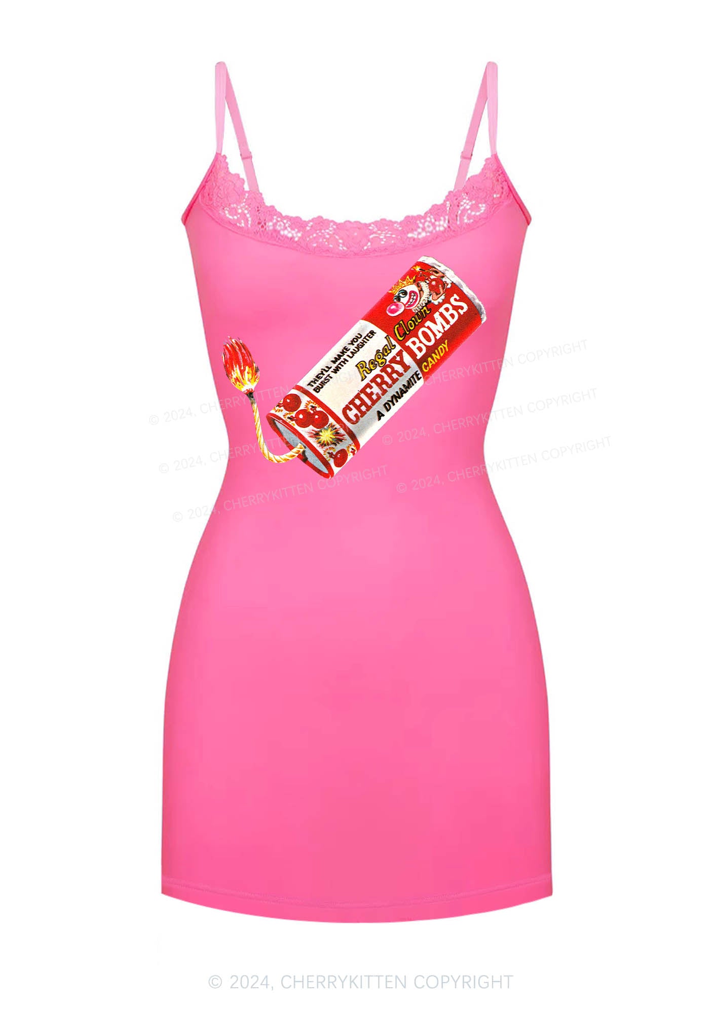 Cherry Bombs Y2K Lace Slip Dress Cherrykitten