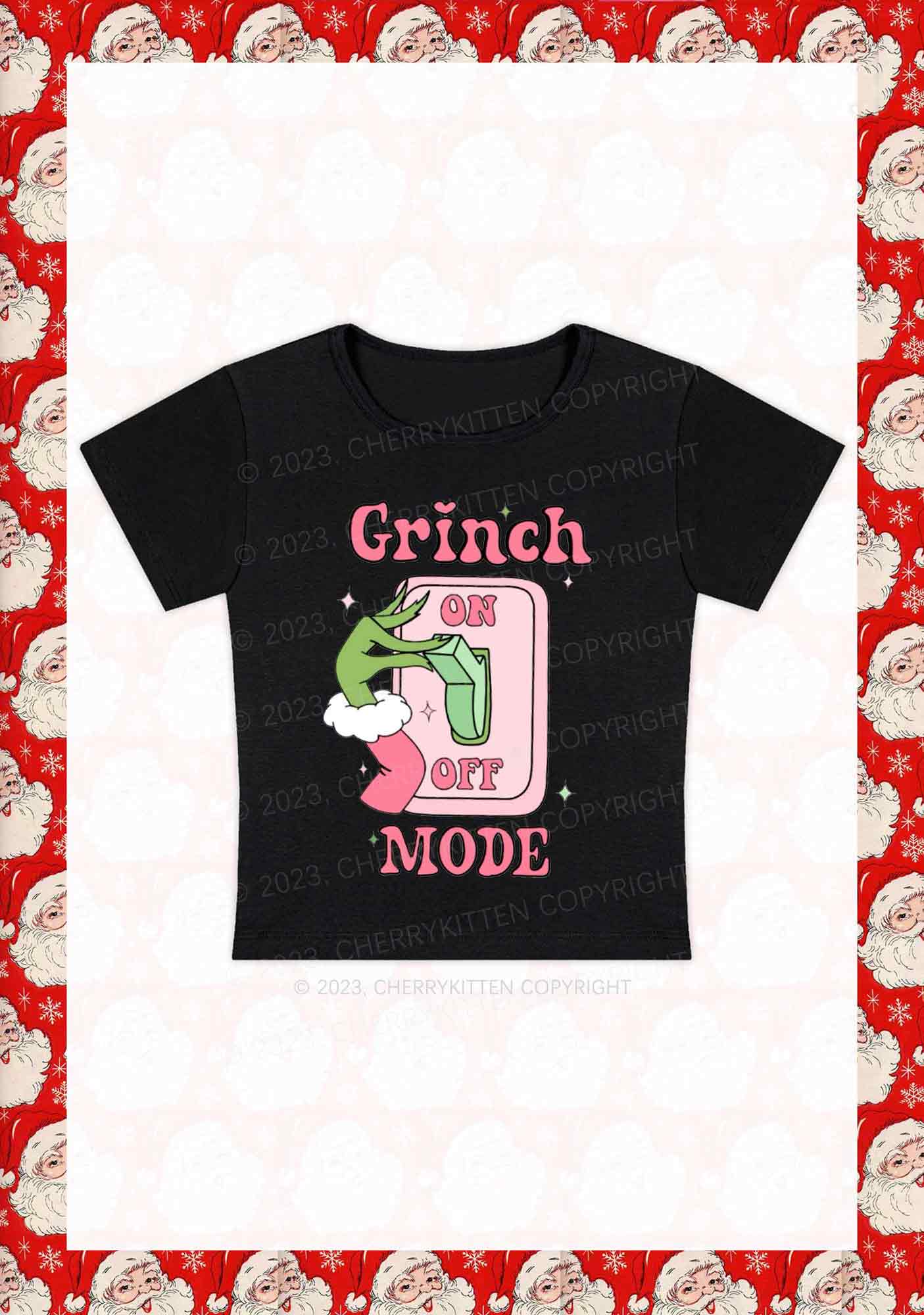 On Off Mode Christmas Y2K Baby Tee Cherrykitten