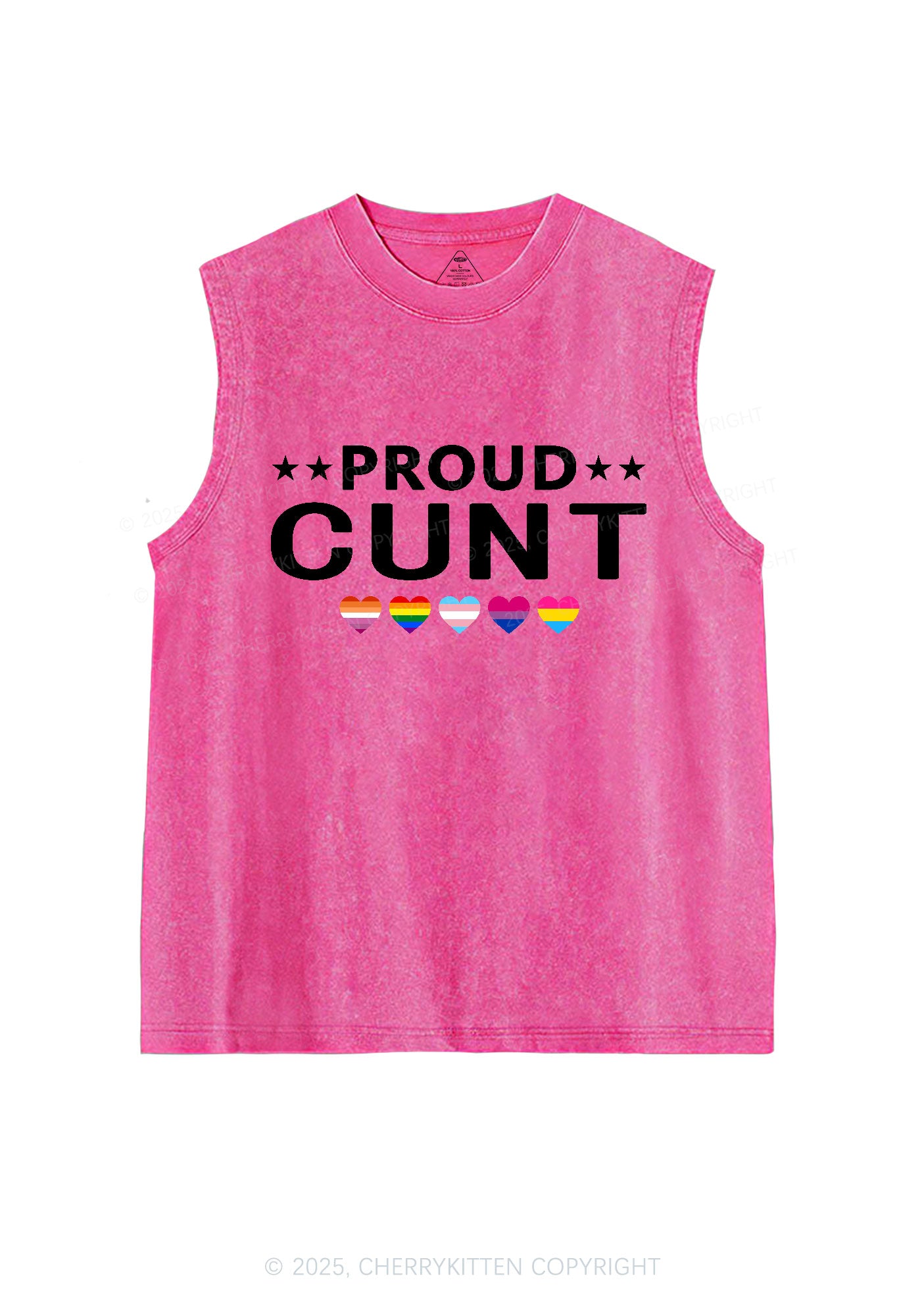 Proud Cxxt Pride Y2K Washed Muscle Tank Cherrykitten
